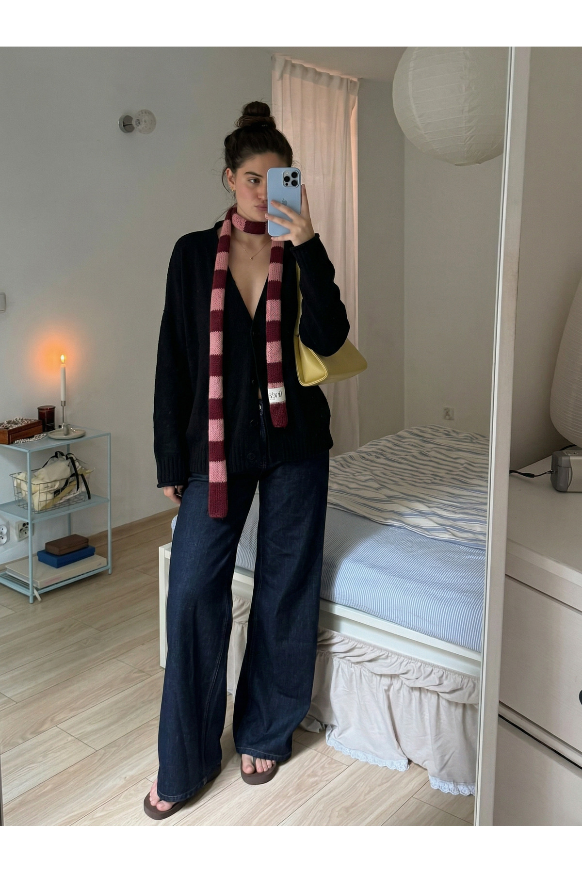 finea studio Finea Skinny Scarf Burgundy & Rose Yün Atkı
