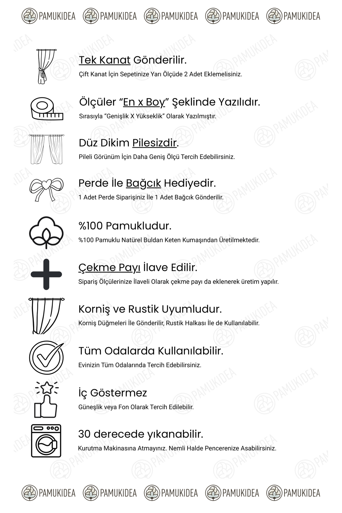 pamukidea Krem Ponponlu - Püsküllü %100 Pamuklu Buldan Keten Perde - Tek Kanat - (En X Boy) fotoğrafı 2 (önizleme)