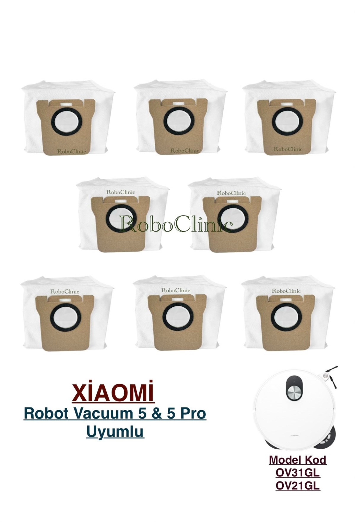 Xiaomi Mi Robot Vacuum 5/5 Pro Vacuum Cleaner Compatible Replacement Dust Bag 8 Pieces