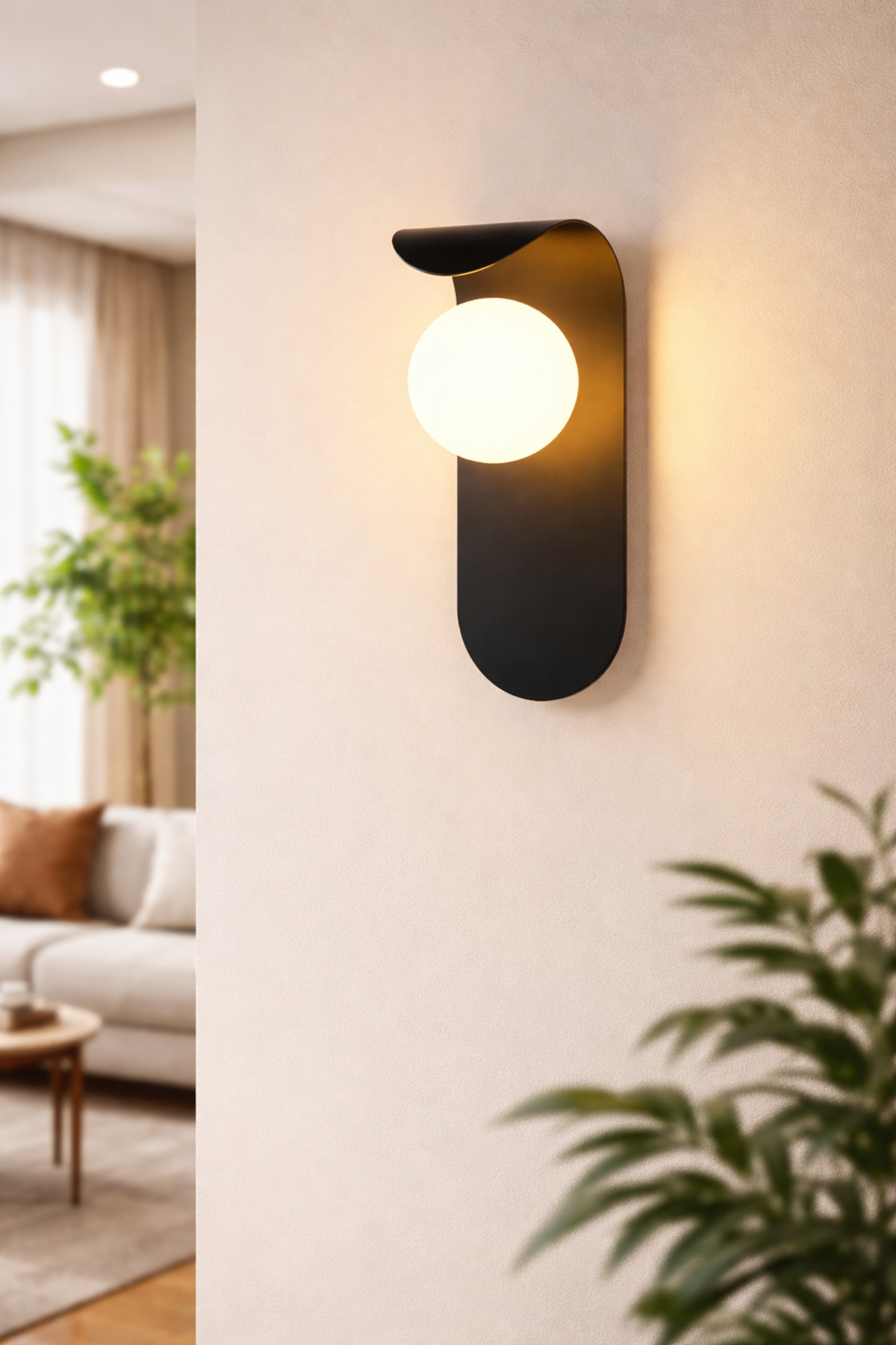1 Piece Minimalist BLACK Metal Sconce Globe Wall Lamp with White Glass Bedroom-Bed Head-Bathroom ✨ Wall Sconce Modern Sconce Glass Sconce Decorative Sconce E-27 Sensors Living Room Sconce Metal Sconce