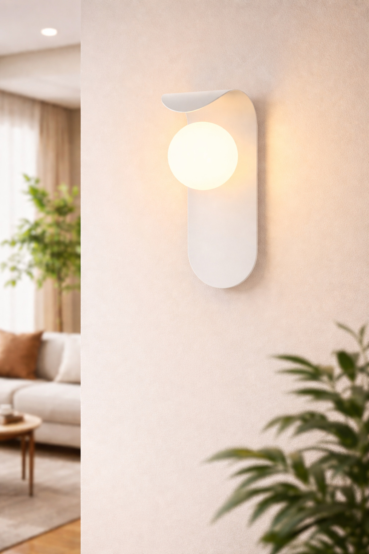 1 Piece Minimalist WHITE Metal Sconce Globe Wall Lamp with White Glass Bedroom-Bed Head-Bathroom ✨ Wall Sconce Modern Sconce Glass Sconce Decorative Sconce E-27 Sensors Living Room Sconce Metal Sconce