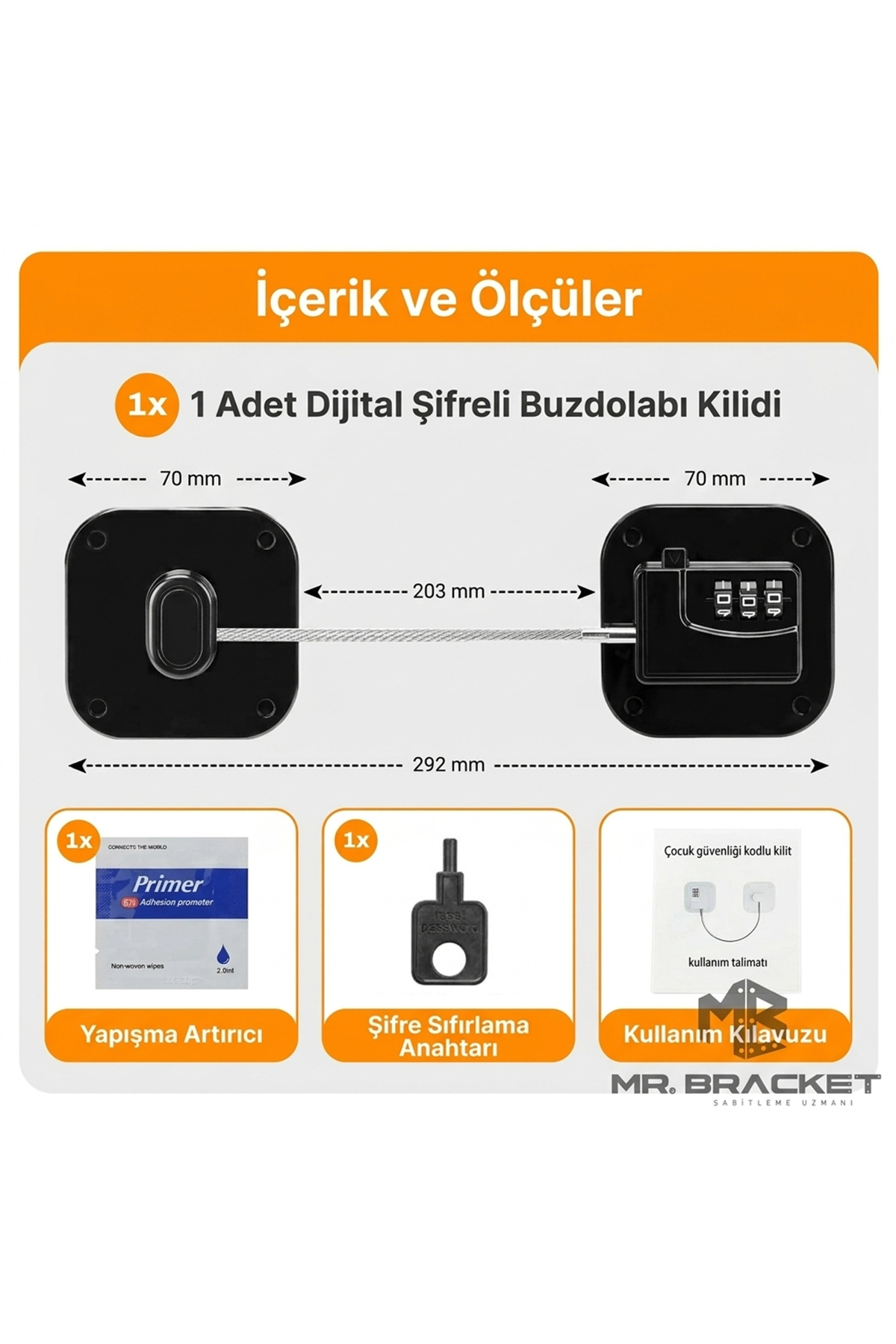 MR.BRACKET Şifreli Çelik Halatlı Yapışkanlı Çocuk Güvenlik Kilidi Siyah Pencere Cam Dolap Buzdolabı Kapak Kilit fotoğrafı 4 (önizleme)
