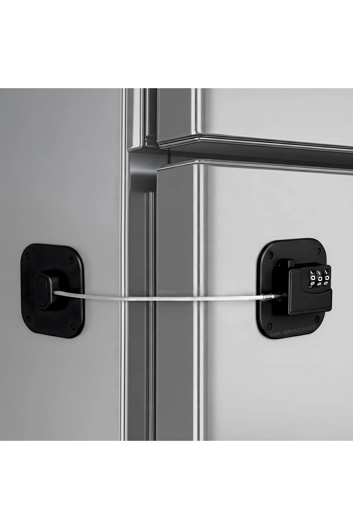 Adhesive Child Safety Lock With Coded Wire Rope Black Window Glass Cabinet Refrigerator Door Lock