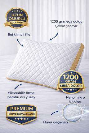 İlay home concept KLİMALI YASTIK YENİ ÖZEL GOLD SERİSİ / 1.200 gram / türkiye...