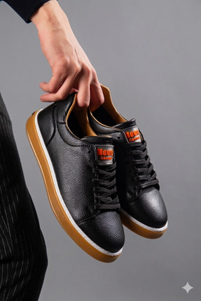 MY GROSS SHOES Siyah Ortopedik Günlük Konforlu Erkek Spor Ayakkabı
