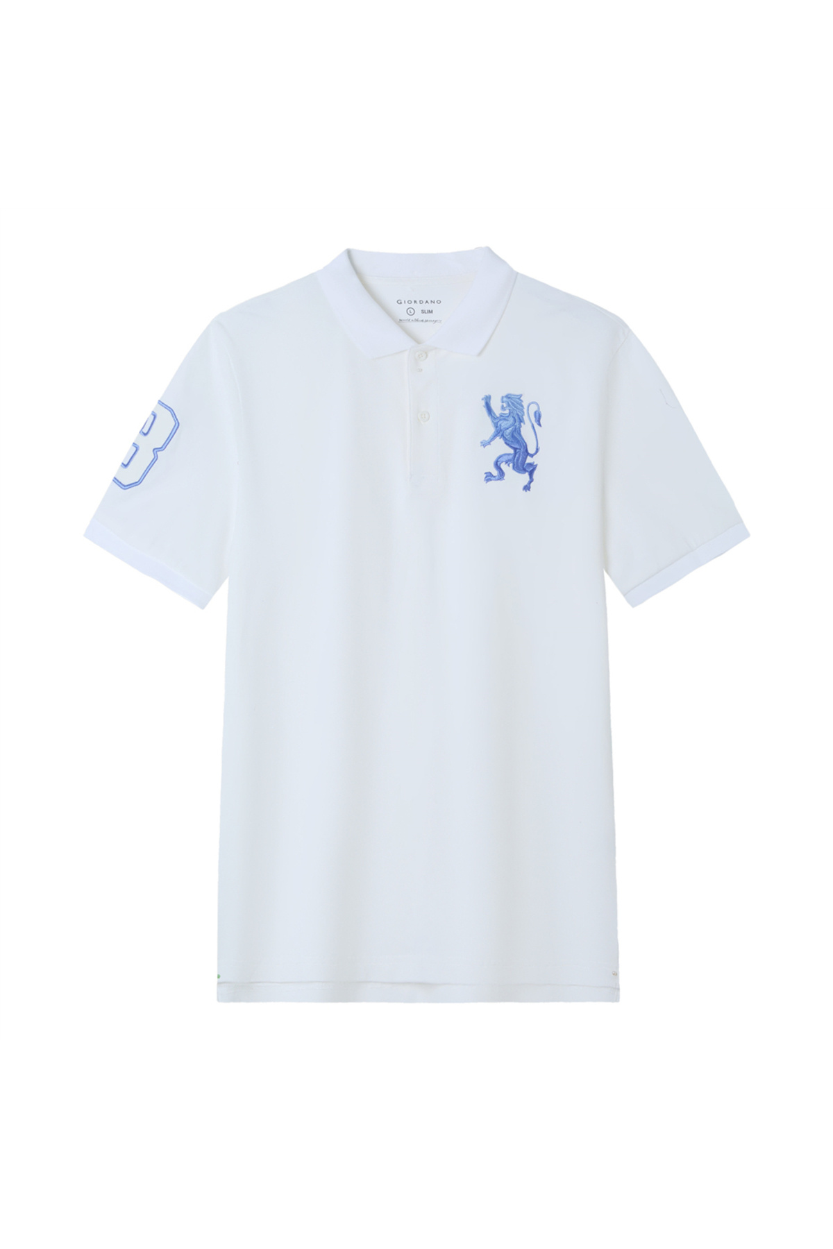 Giordano Men’s Slim Fit 3D Lion Embroidery Lycra Pique Polo