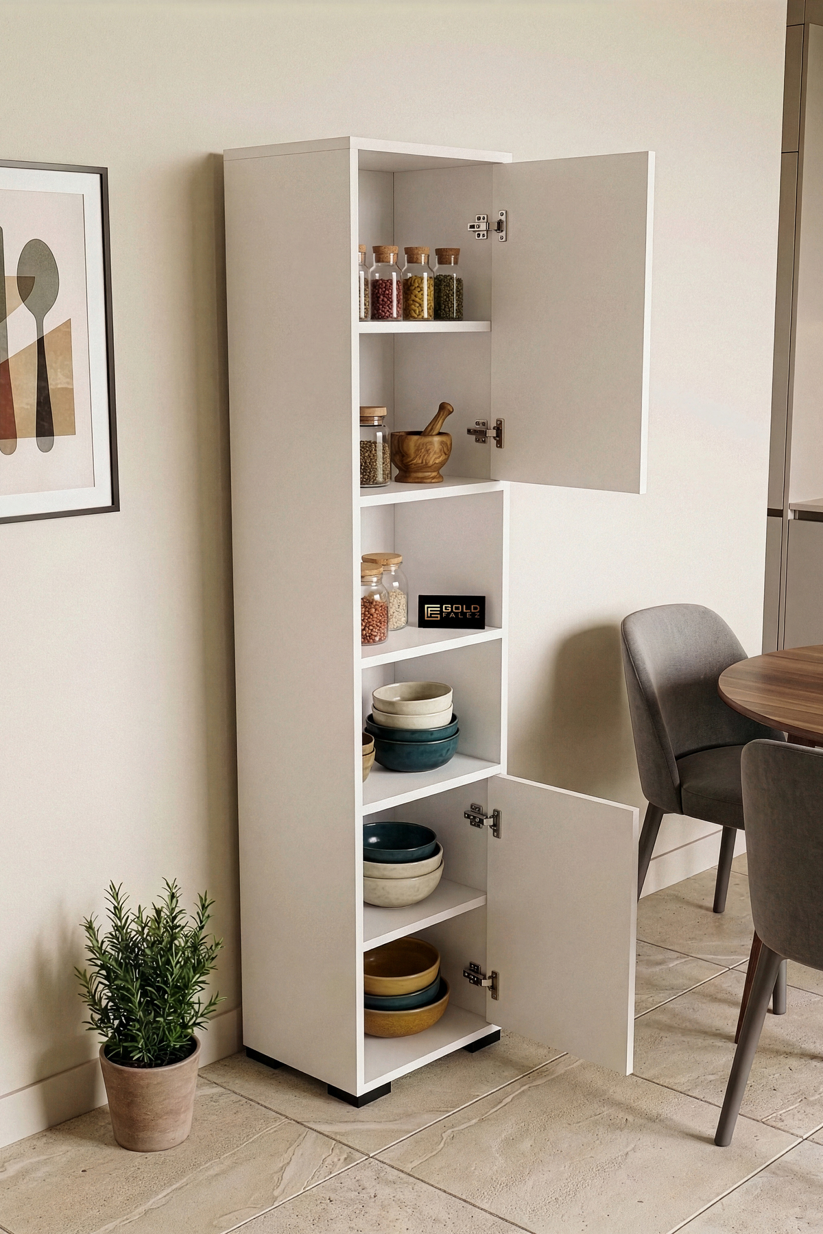 Goldfalez Çok Amaçlı Erzak Dolabı Beyaz 35 cm görsel 2