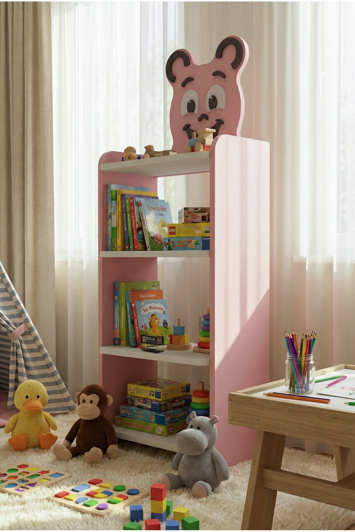 Goldfalez Happy Face Çocuk Mobilya Seti Pembe görsel 4