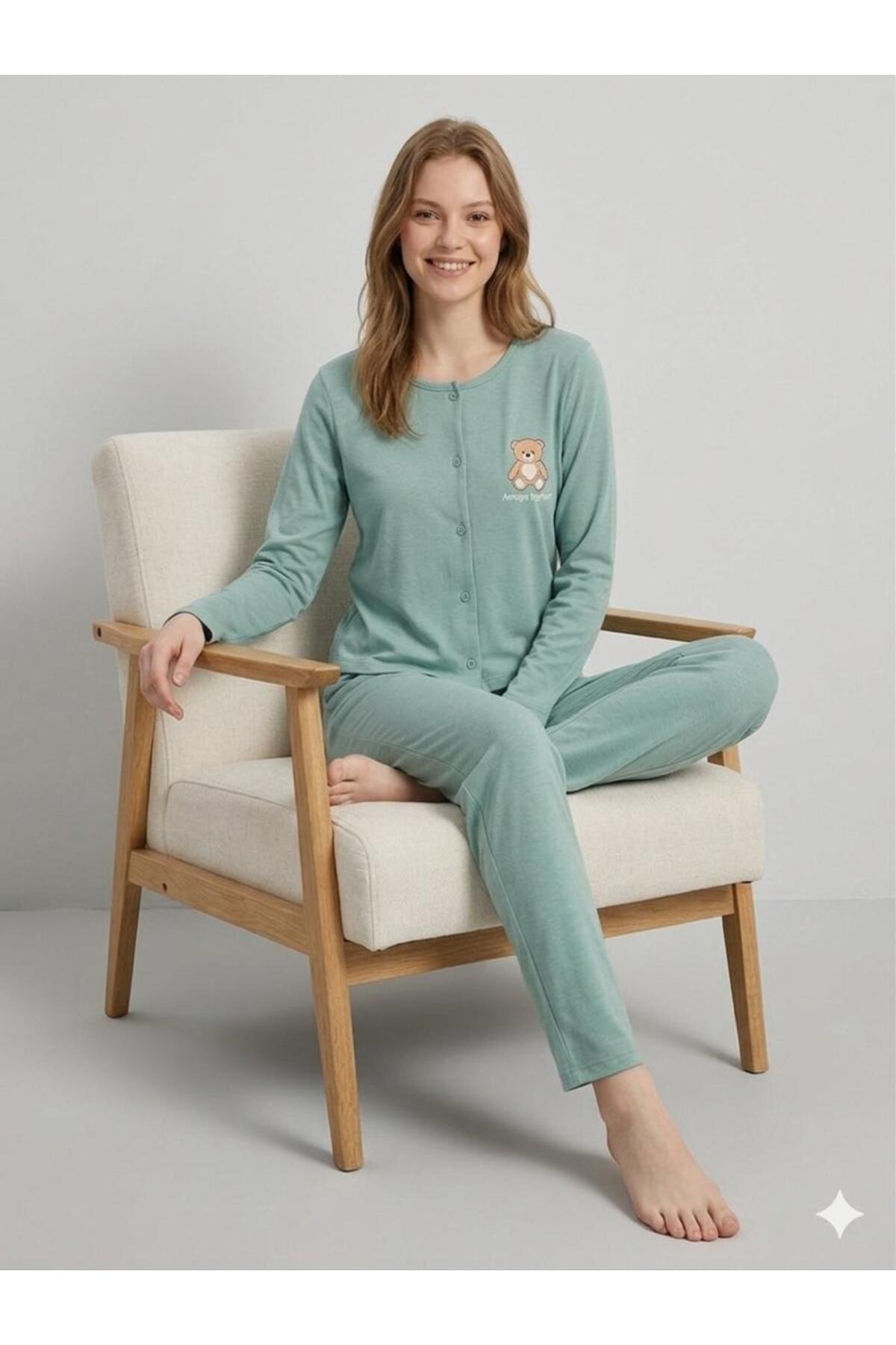 FAMES PİJAMA Summer Buttoned Women's Pajama Set