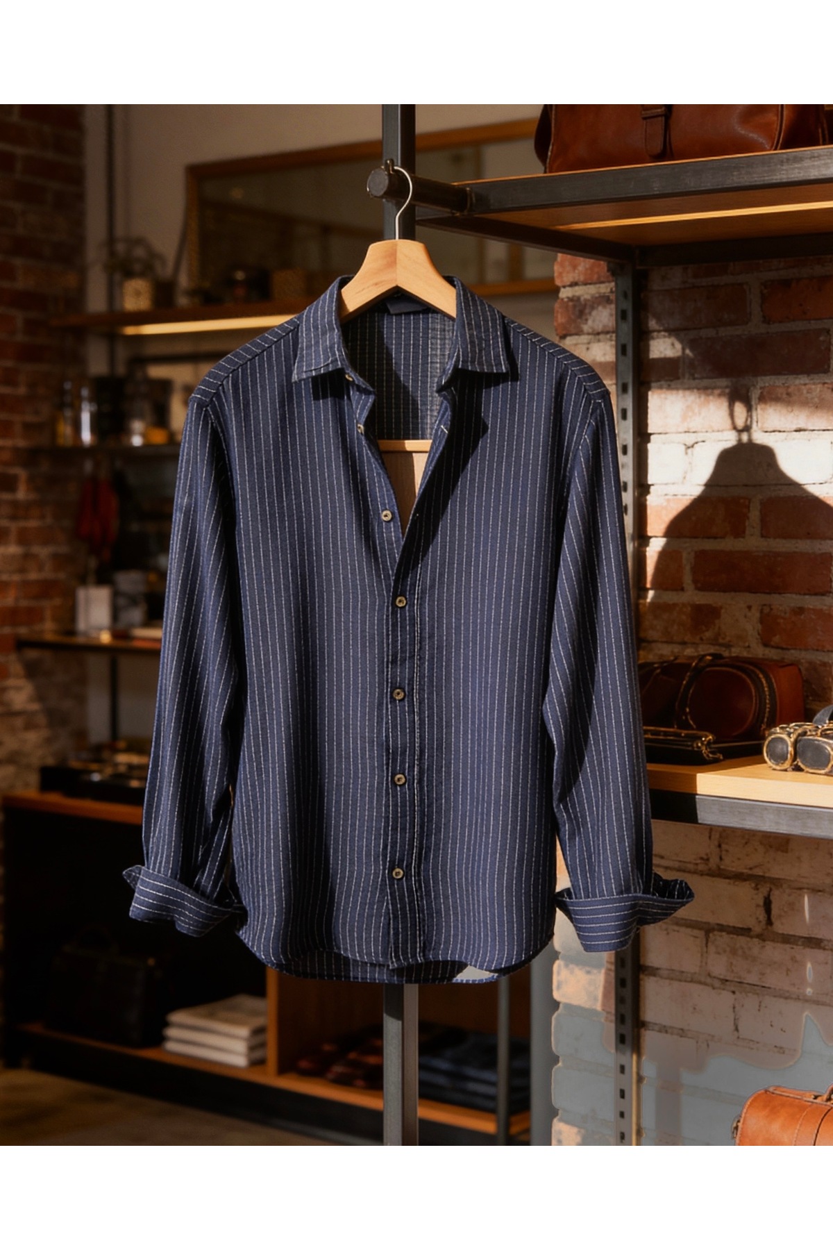 Hazhers  Erkek Keten Oversize Rahat Kesim Uzun Kollu Yazlık Gömlek