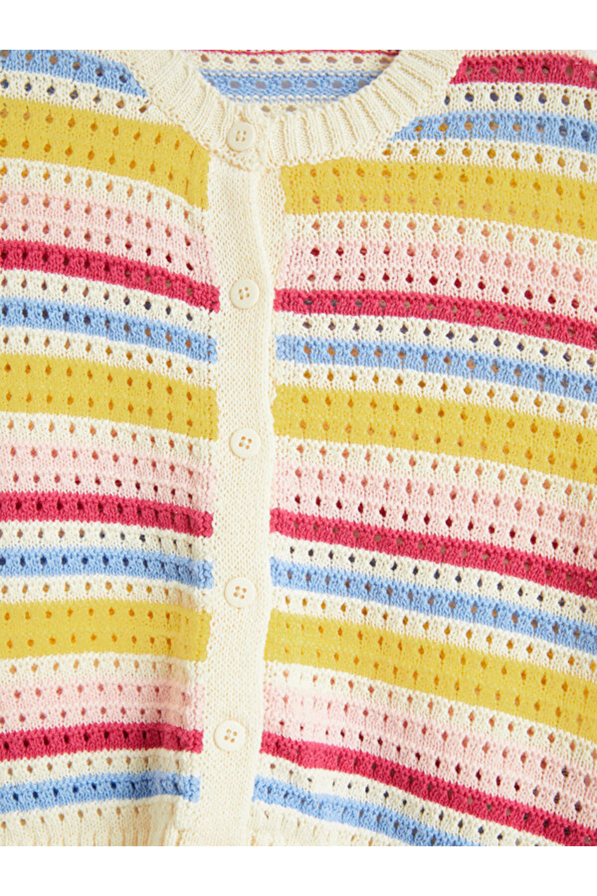 LC Waikiki Timeless Clothing & Zamansız Seçimler Sıfır Roba Yaka Çizgili Kız Çocuk Triko Hırka fotoğrafı 3 (önizleme)