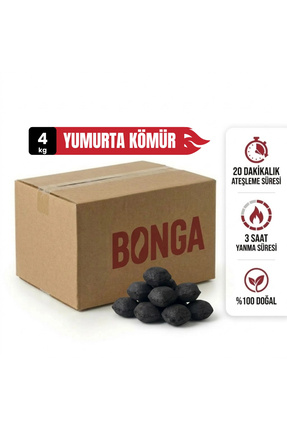 BONGA Briket Yumurta Kömür - 4 kg Sıkıştırılmış %100 Doğal Barbekü Mangal Kömürü