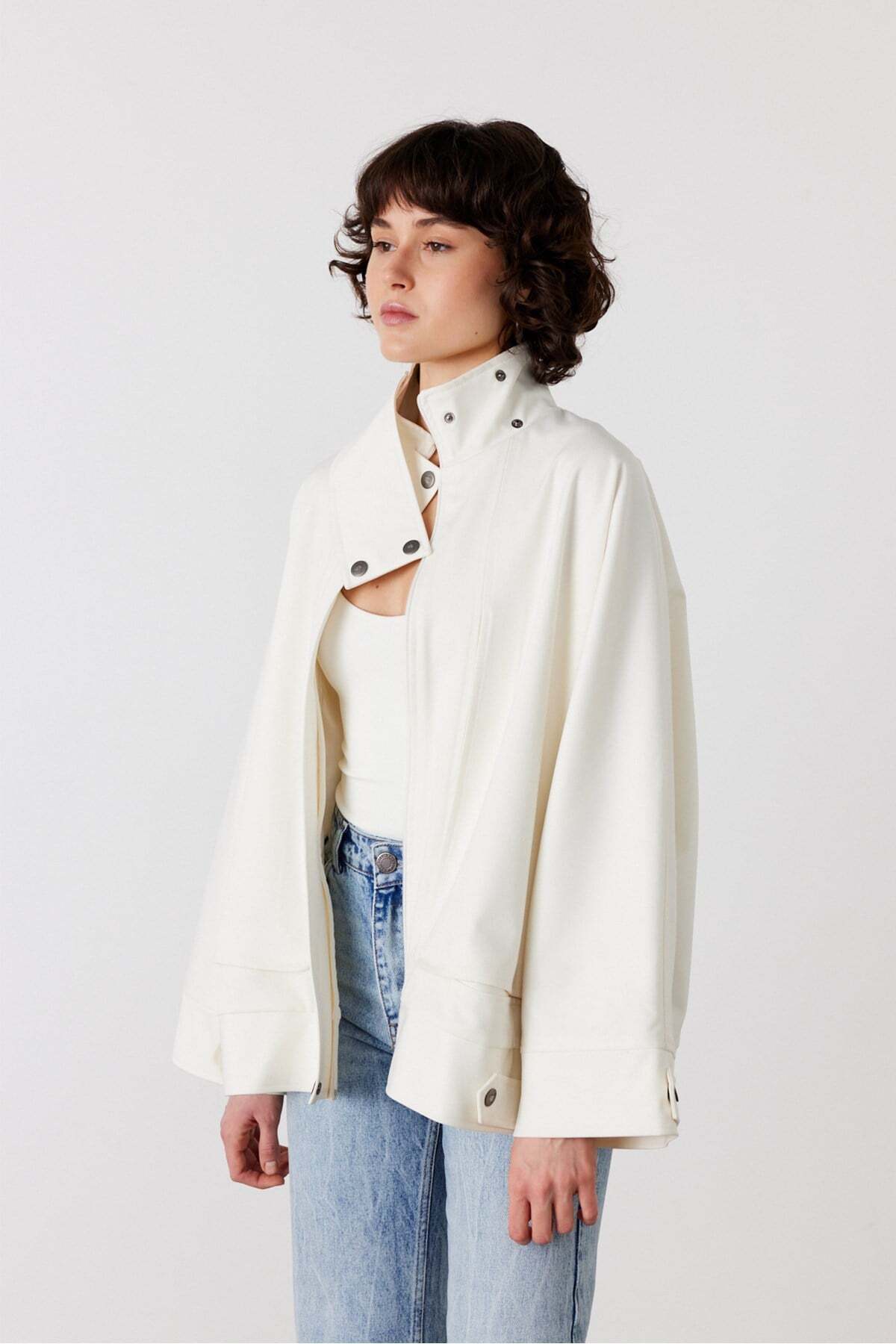 FACETTE Scarlet Gabardin Oversize Ceket Ekru görsel 2