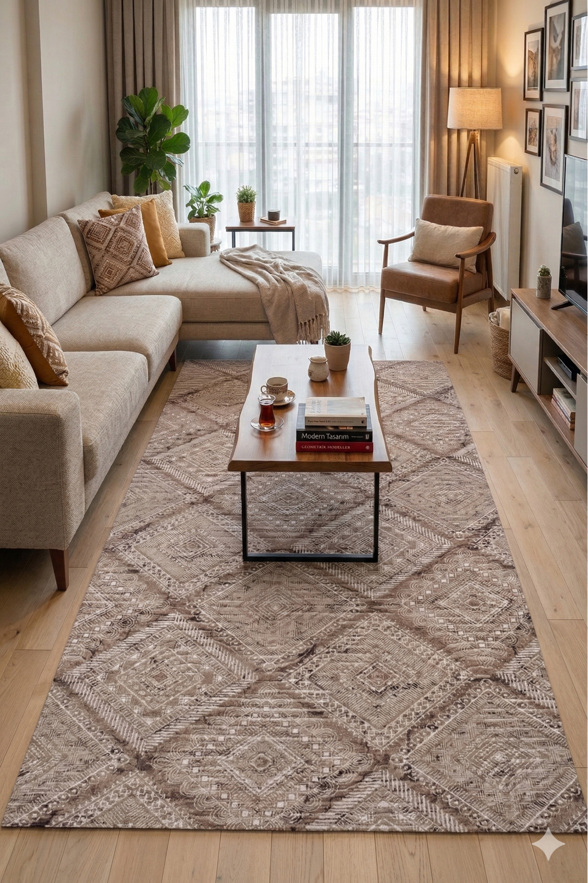Anti-Slip Carpet Cutting Runner Living Room Corridor Kitchen Bedroom Rug 3004 BROWN