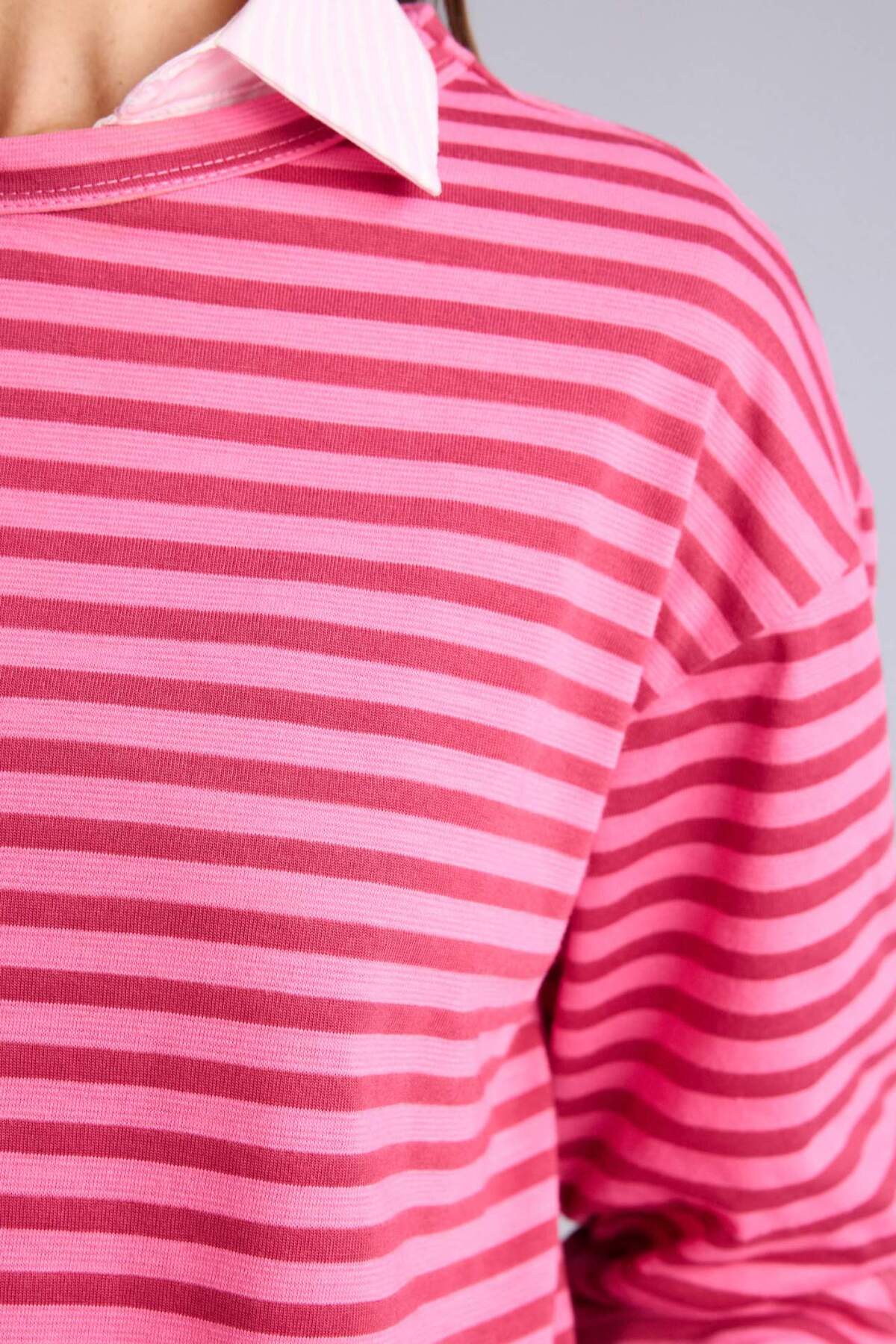 Defacto  Çizgili Uzun Kollu Tişört H6576AX26SP - Görsel 5