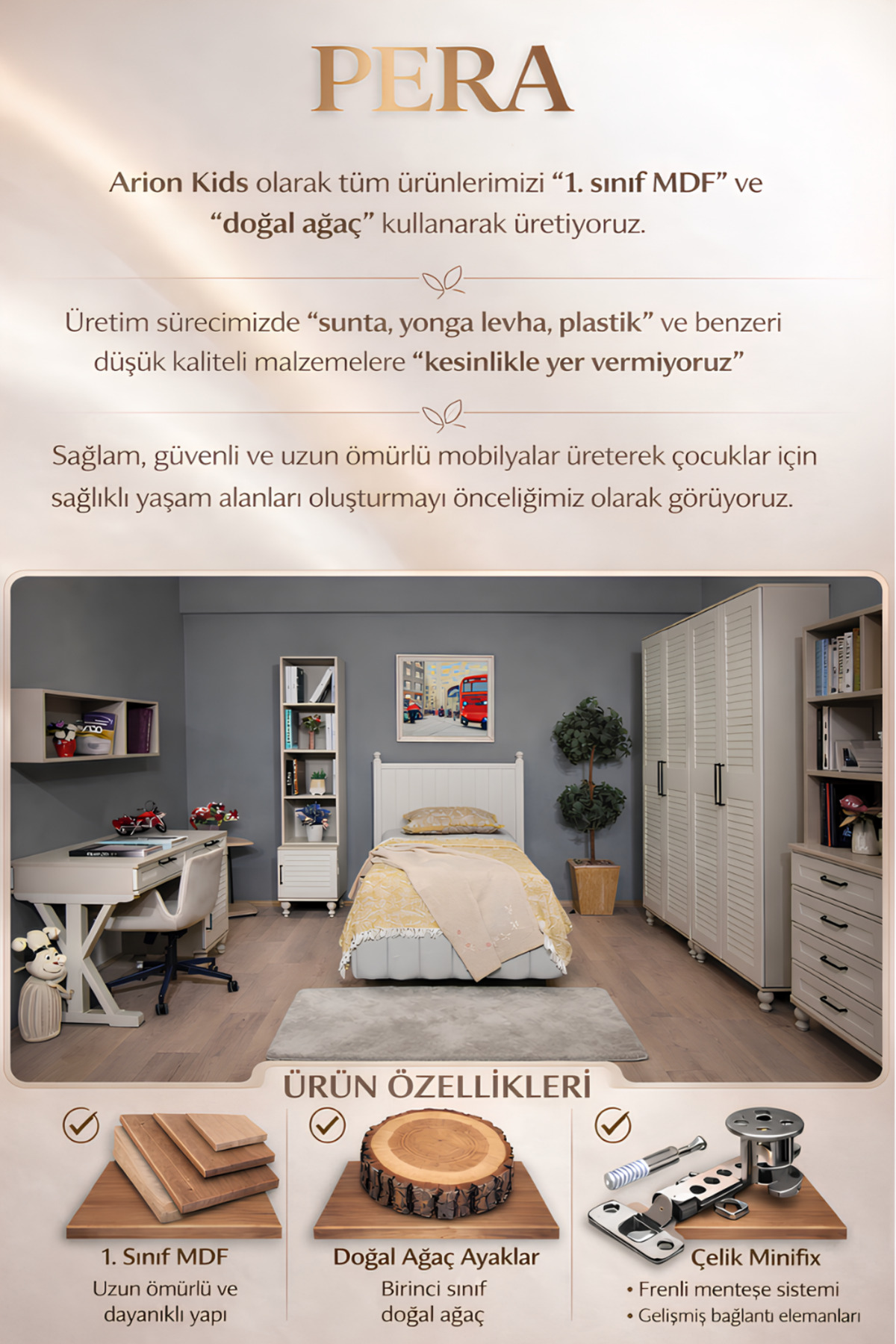 arionkids Pera 4 Kapaklı MDF Dolap | Panjur Kapaklı | REHAU Kaplamalı | Ağaç Ayaklı fotoğrafı 5 (önizleme)