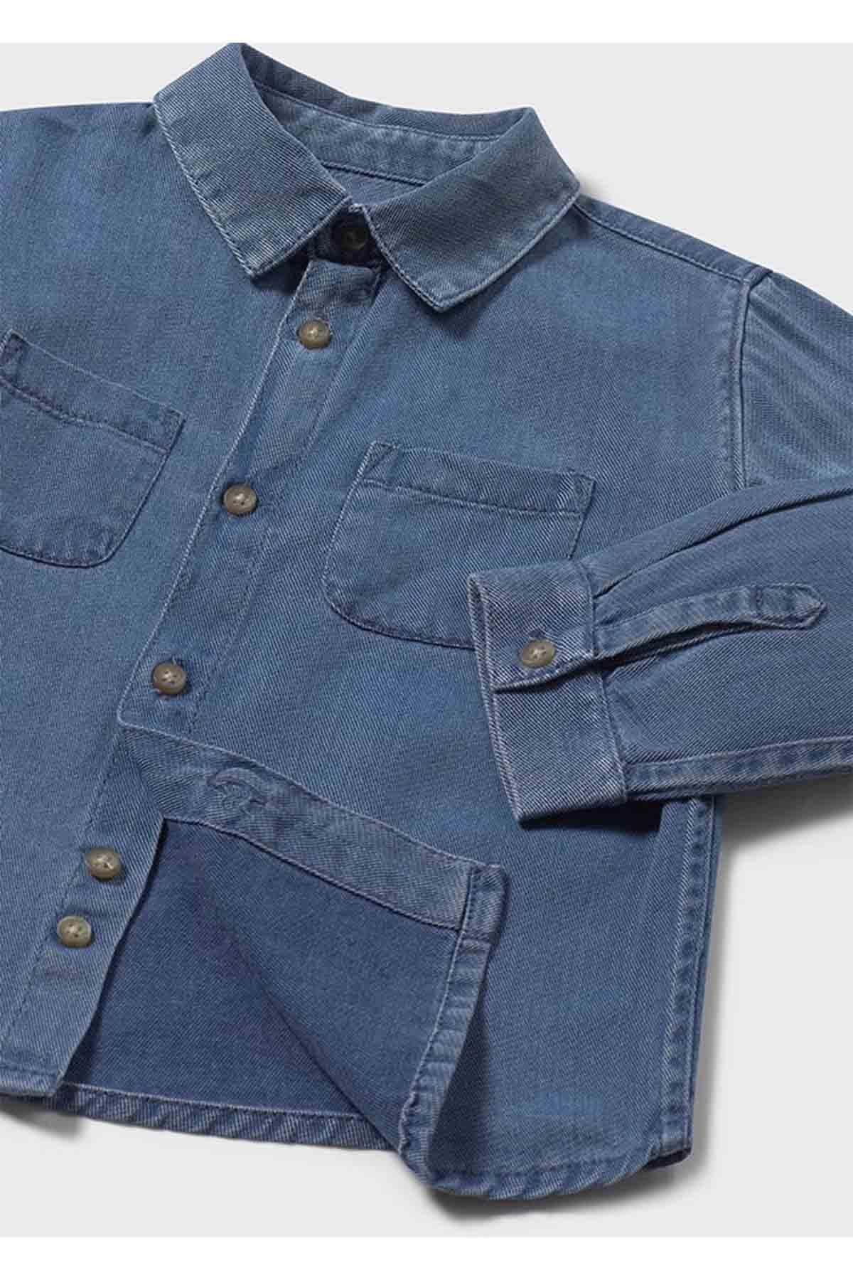 Mayoral Kışlık Erkek Bebek Uzun Kol Denim Gömlek - Mavi fotoğrafı 2 (önizleme)