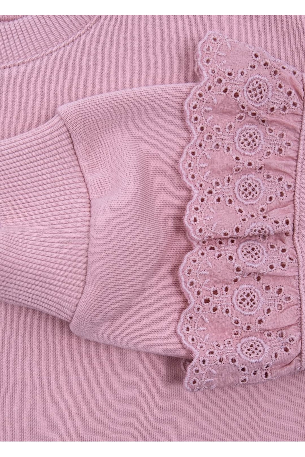 Ozmoz By Mukadder Özden Organik Dantelli Gül Kurusu Minik Kız Çocuk Sweatshirt fotoğrafı 3 (önizleme)