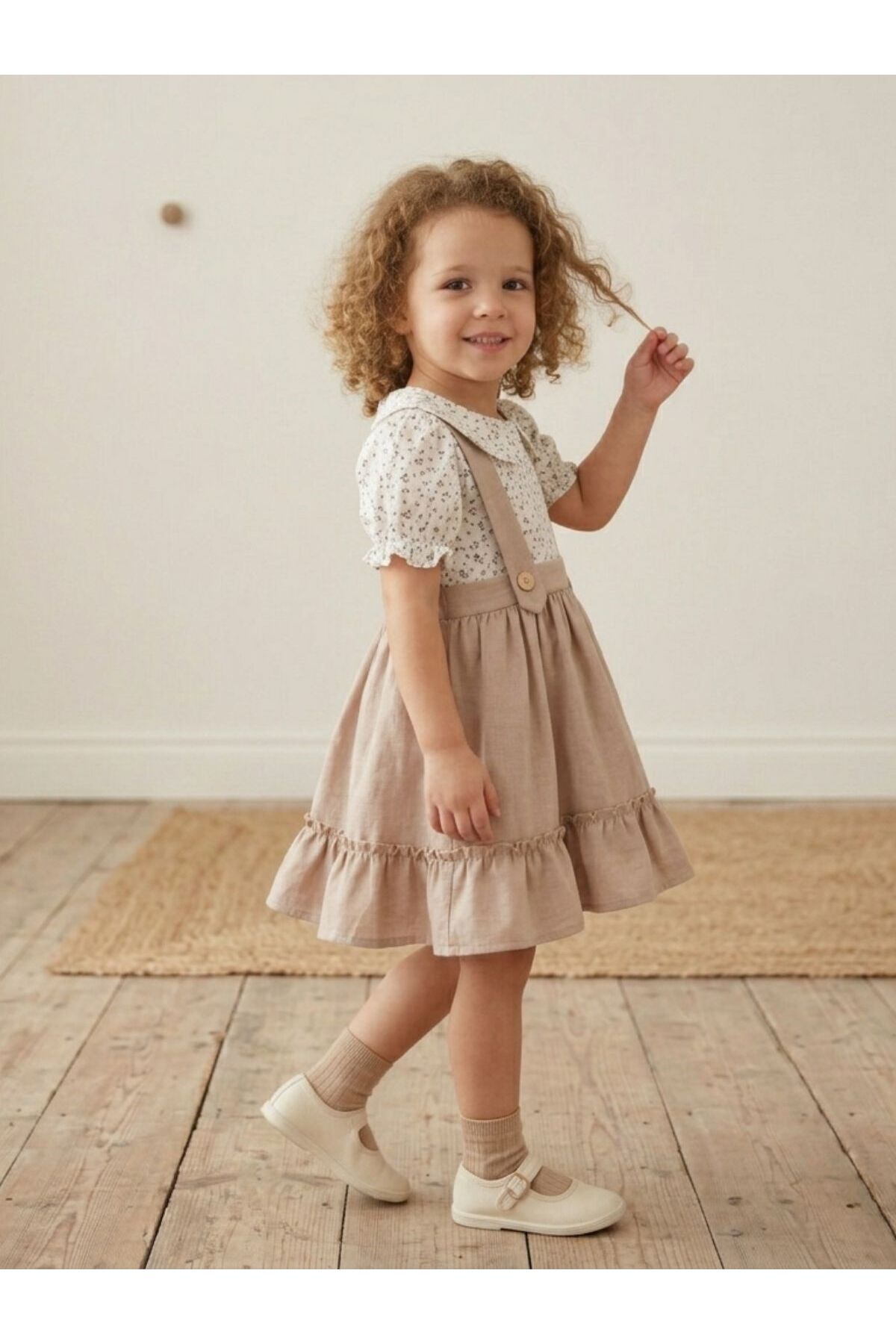 Cherrys Bebek Baskılı Salopet Kız Çocuk Elbi.se fotoğrafı 2 (önizleme)