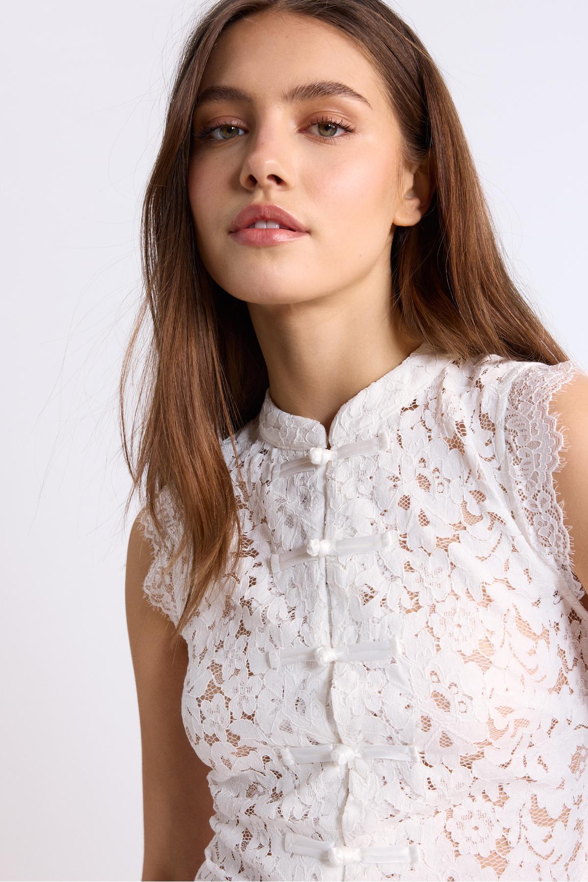 Stradivarius  Quipao dantel bluz - Görsel 2