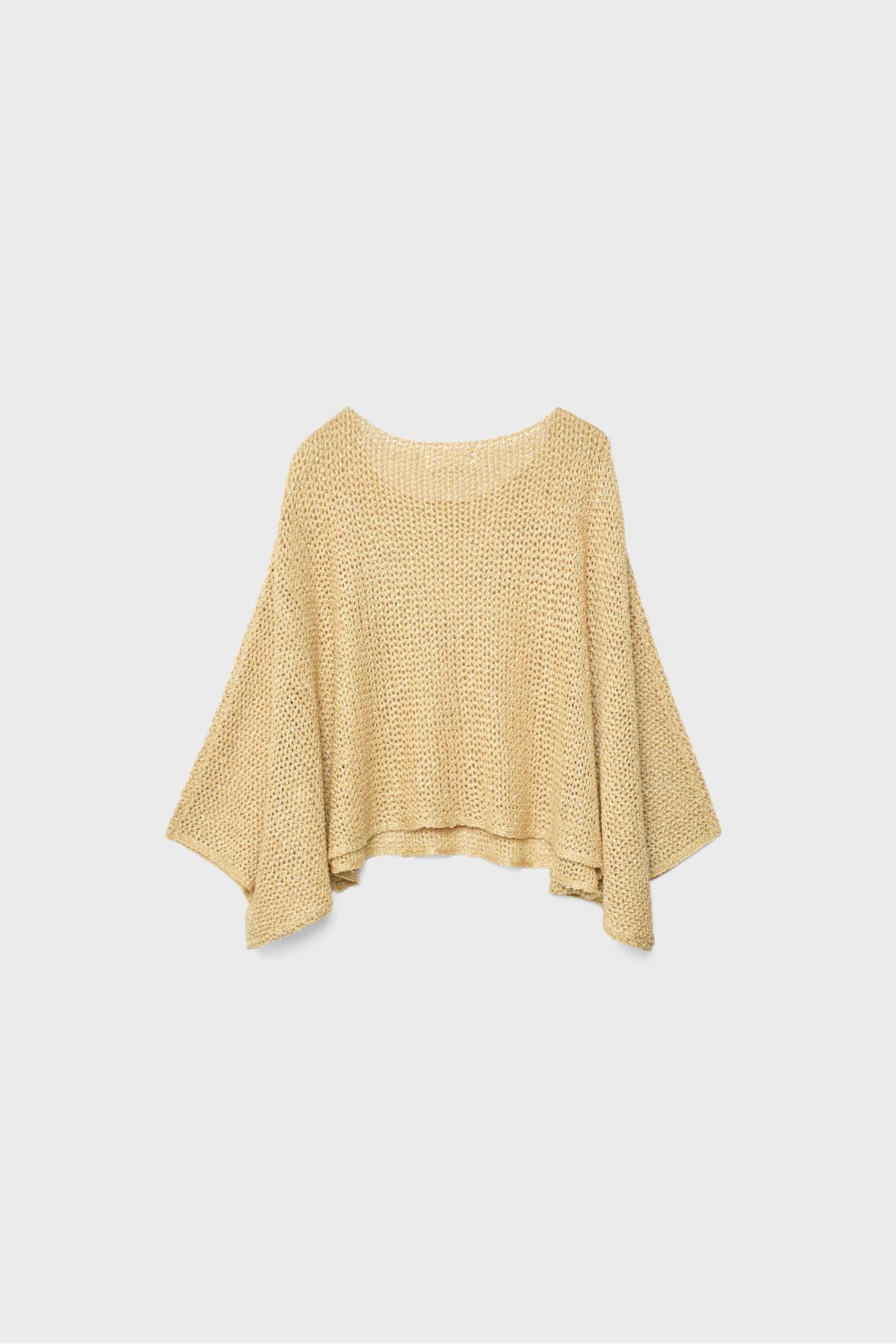 Stradivarius  Işıltılı örgü pelerin - Görsel 6