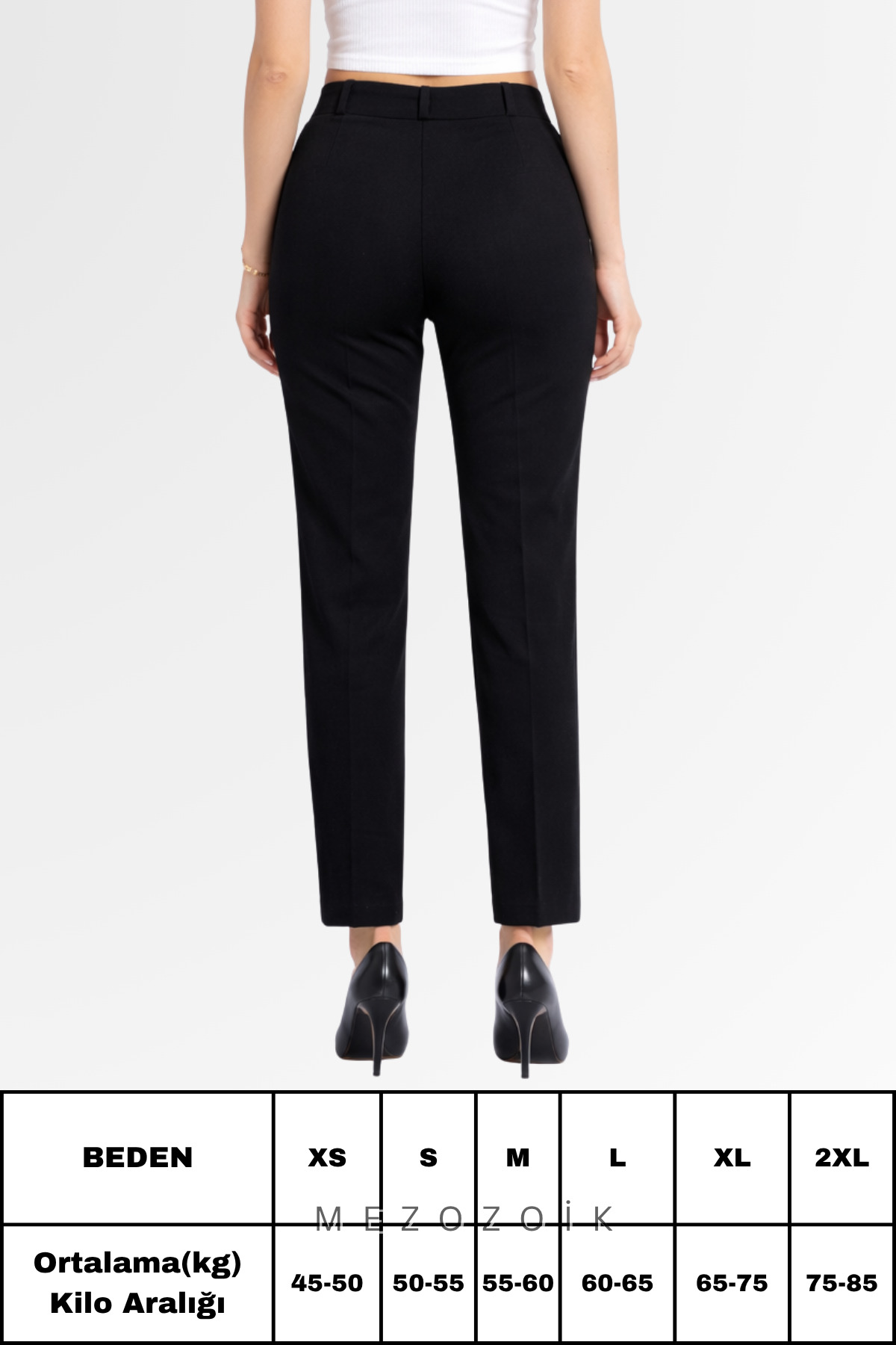 mezozoik  Kadın Dar Paça Fit Kesim Palazzo Yüksek Bel Bilekte Pantolon - Görsel 2