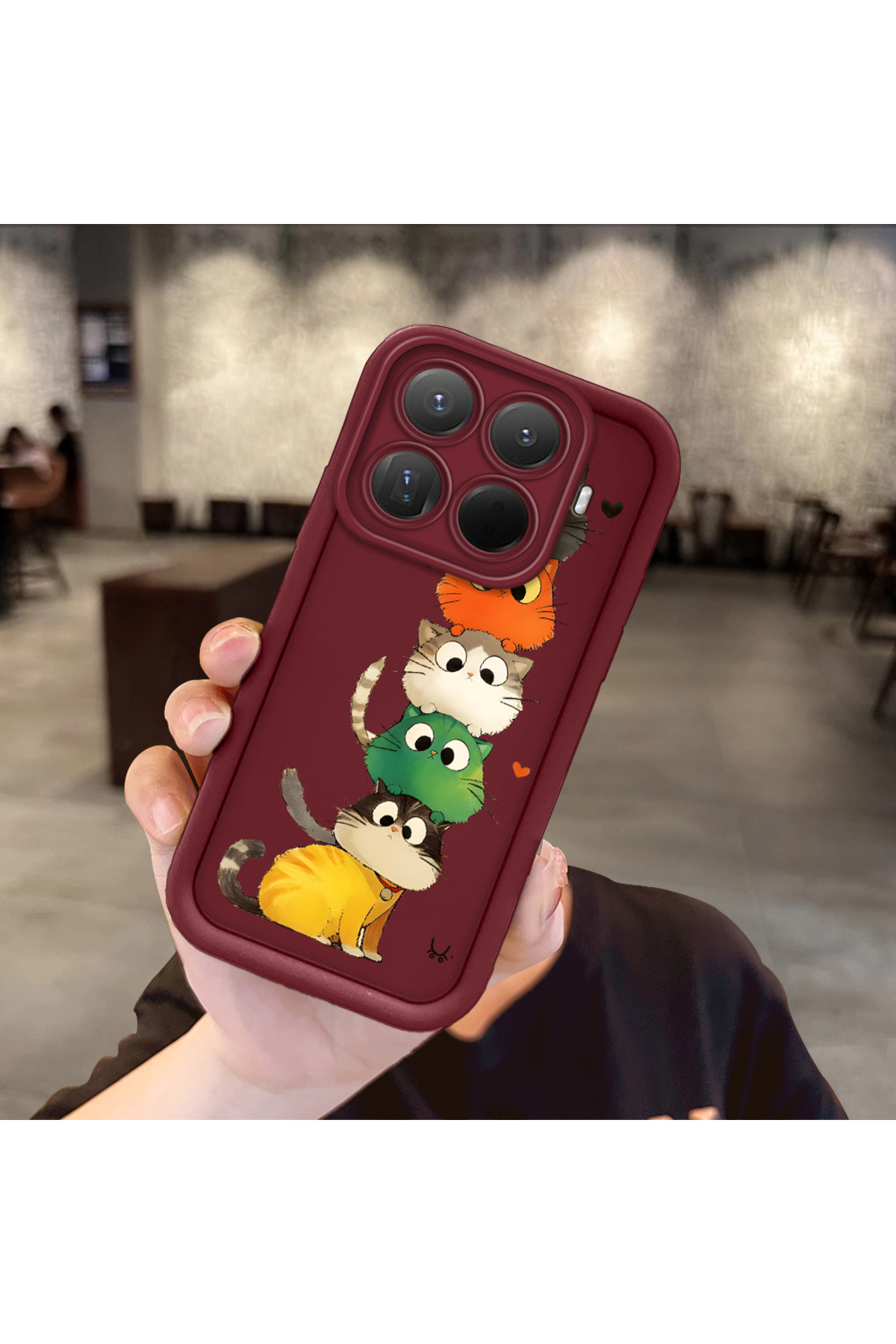 Mi 15T Pro Compatible Cat Pattern Shockproof Simple Claret Red Silicone Phone Case