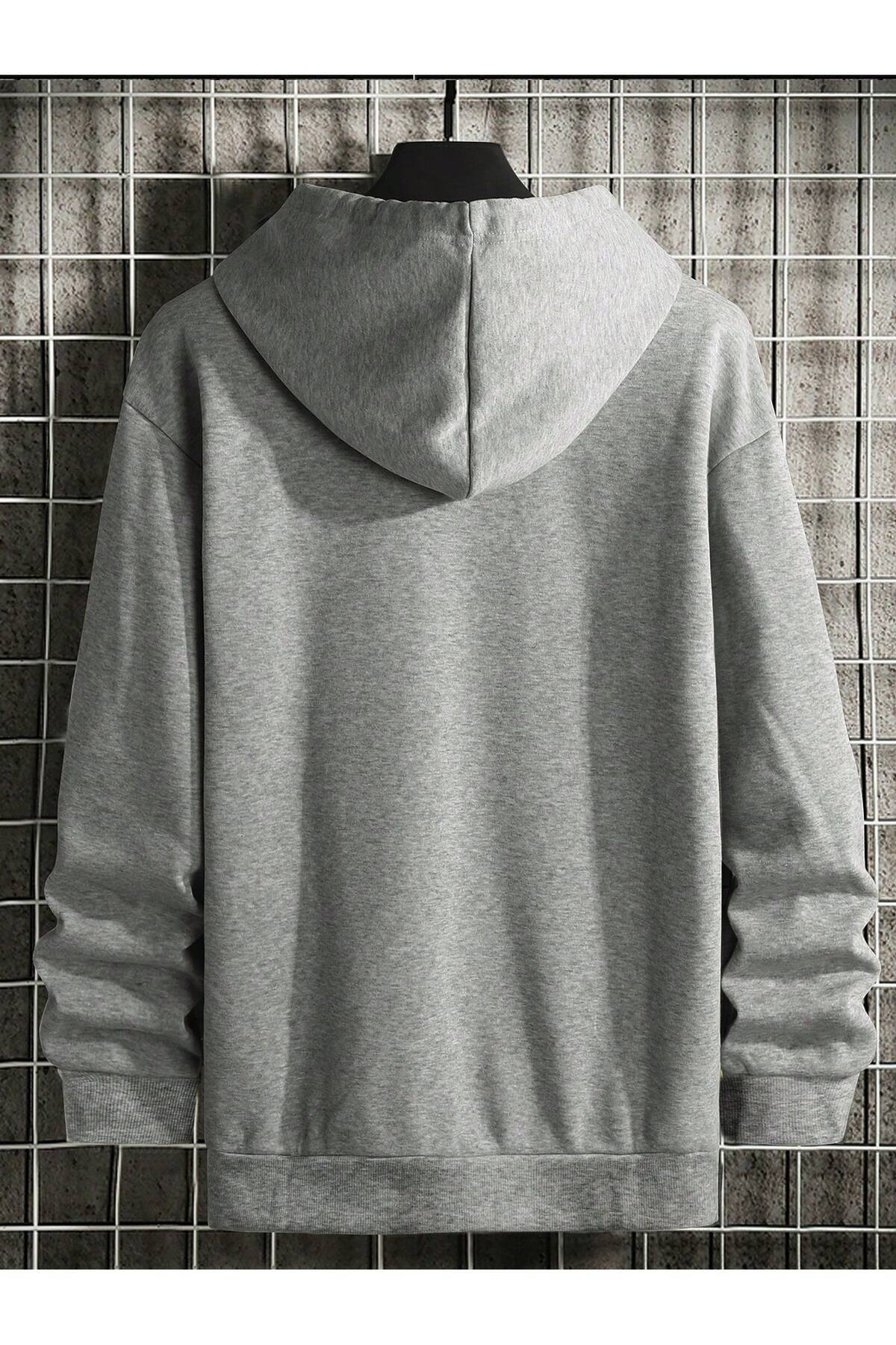 EYAX MODA UNISEX Kapüşonlu Baskılı Büyük Beden Sweatshirt görsel 2