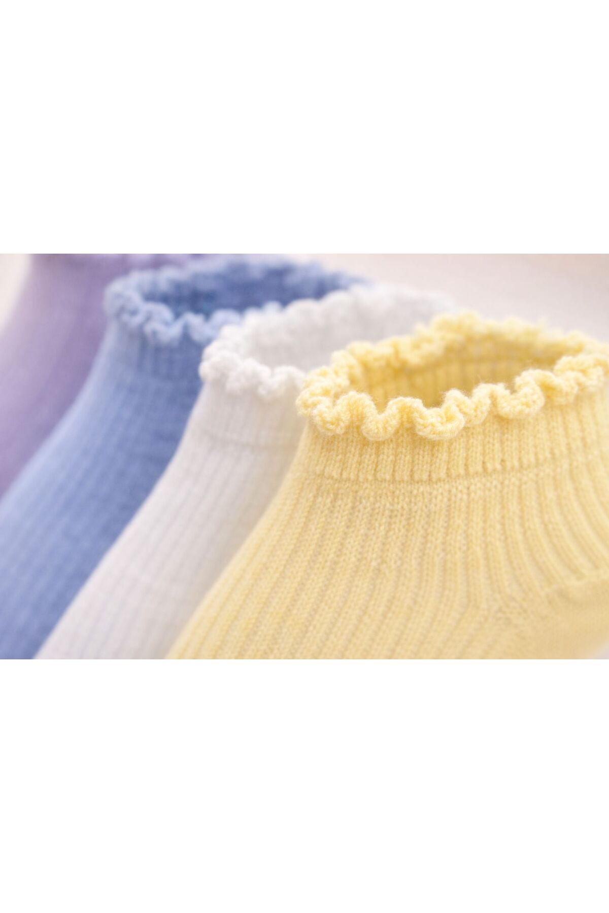 Sky Socks 5'li Penye Pamuklu Fırfırlı Soft Renkli Kokulu Patik Unisex Kısa Spor Sneakers Çorap görsel 2