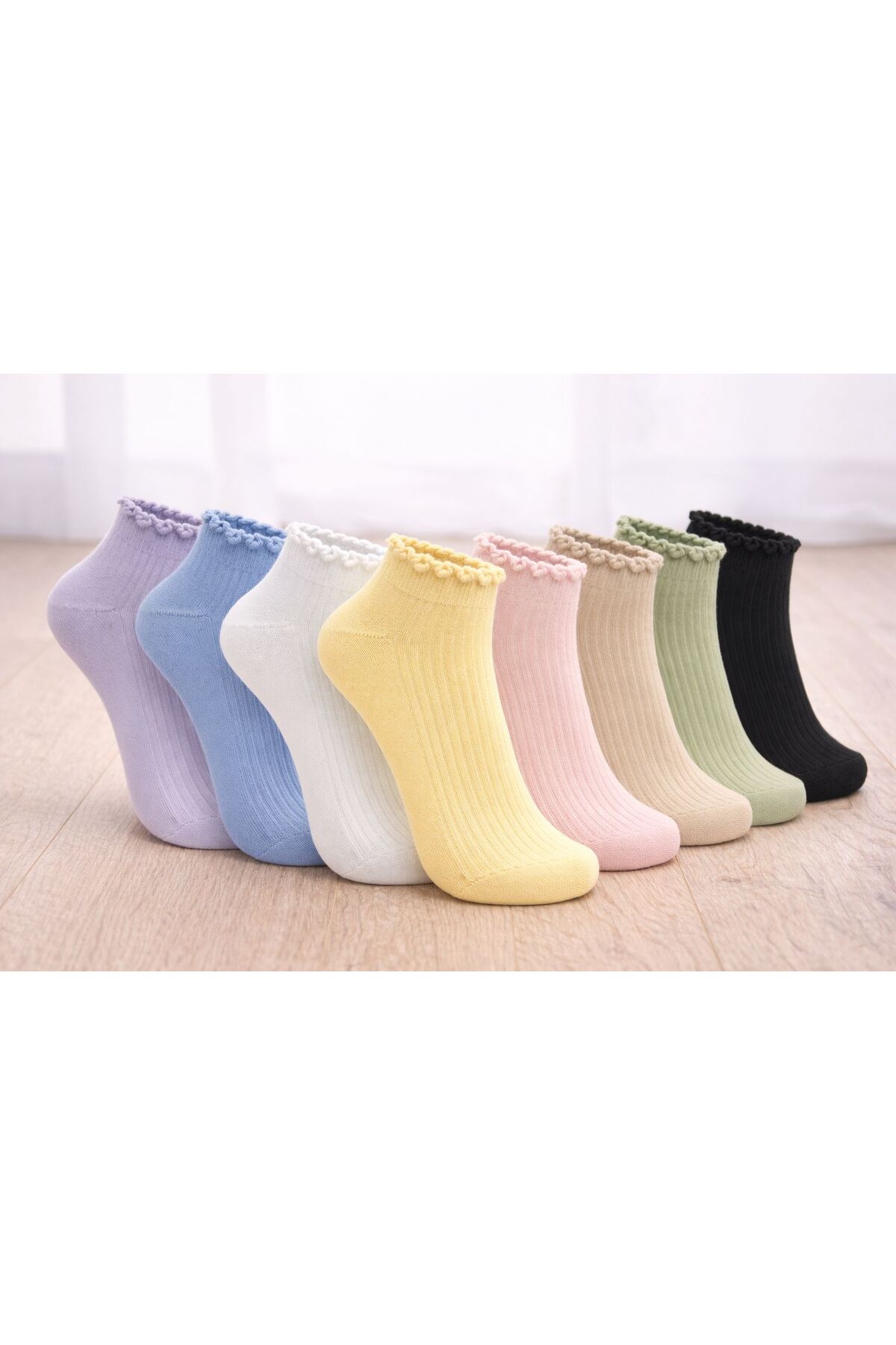 Sky Socks 5'li Penye Pamuklu Fırfırlı Soft Renkli Kokulu Patik Unisex Kısa Spor Sneakers Çorap