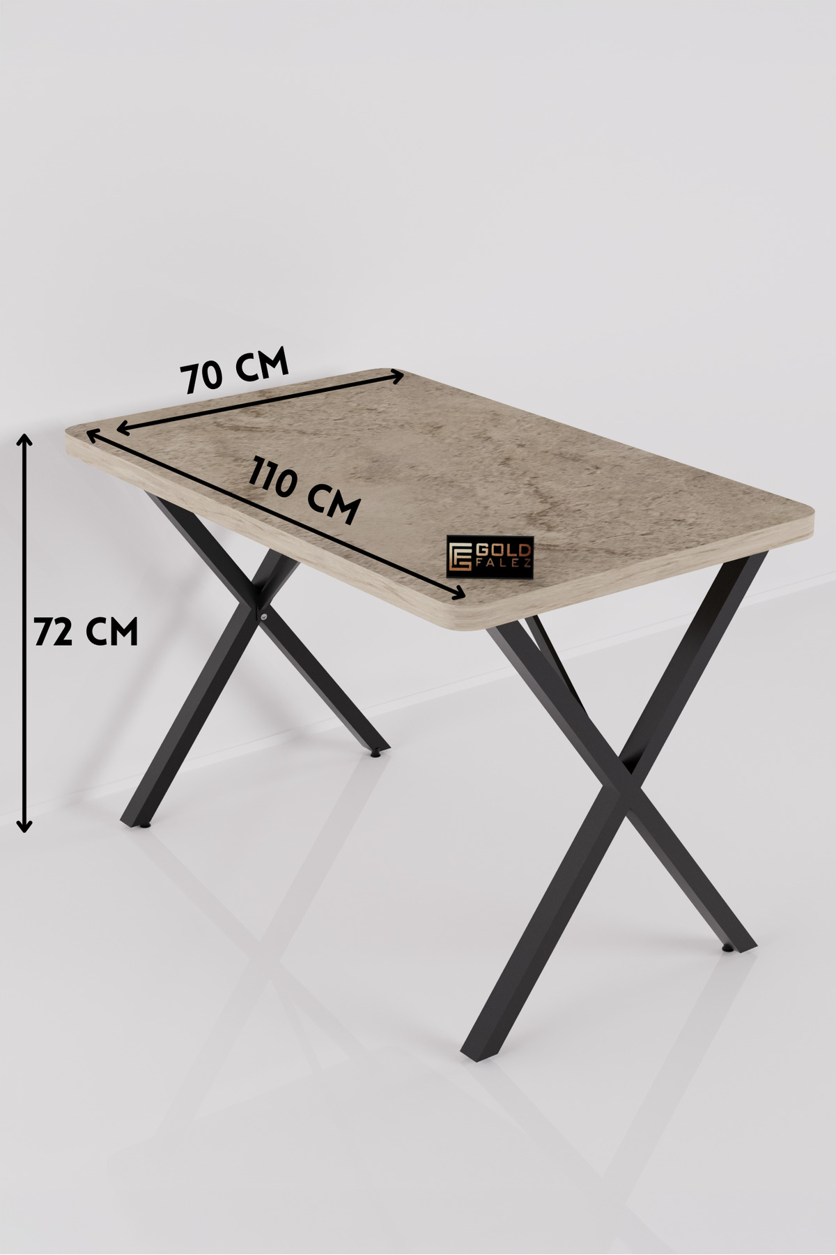 Mutfak Masası 110x70 cm Modern Ahşap Görünümlü Yemek Masası Ofis Bahçe Balkon Cafe Masa 9831 Travert görsel 5