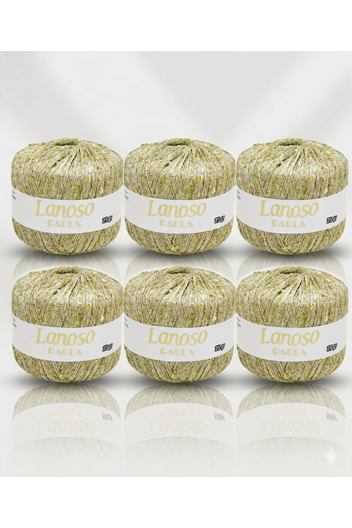 Glitter 6 Pieces (1351) 25 g 217 Mt Silvery Knitting Rope – 75% Glitter Yarn 25% Sequin Glitter – Glossy Rope