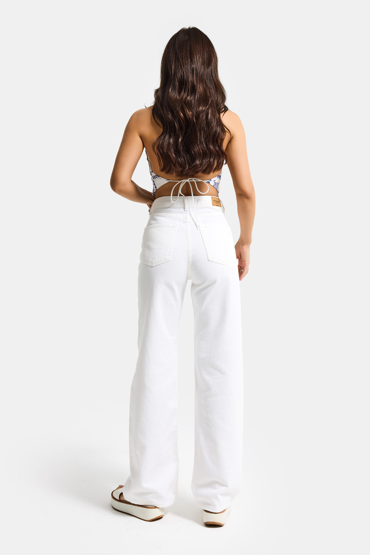 it's basic  Kadın Kırık Beyaz Doris 7s6-101 Straight Fit Yüksek Bel %100 Koton Denim Jean - Görsel 8