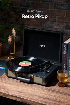 Fressi Dahili Hoparlörlü Pikap Müzik Kutusu Usb+Rca+Bluetooth