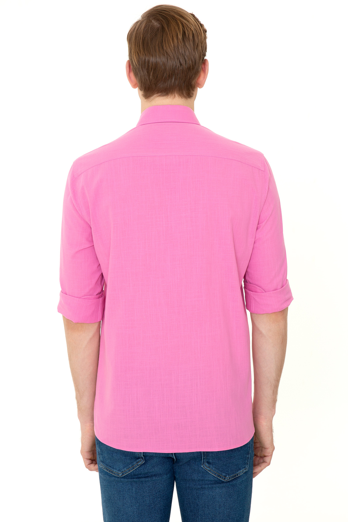 Erkek Pembe Uzun Kollu Basic Gömlek 50246561-VR041 — صورتی — تصویر 4 از 6