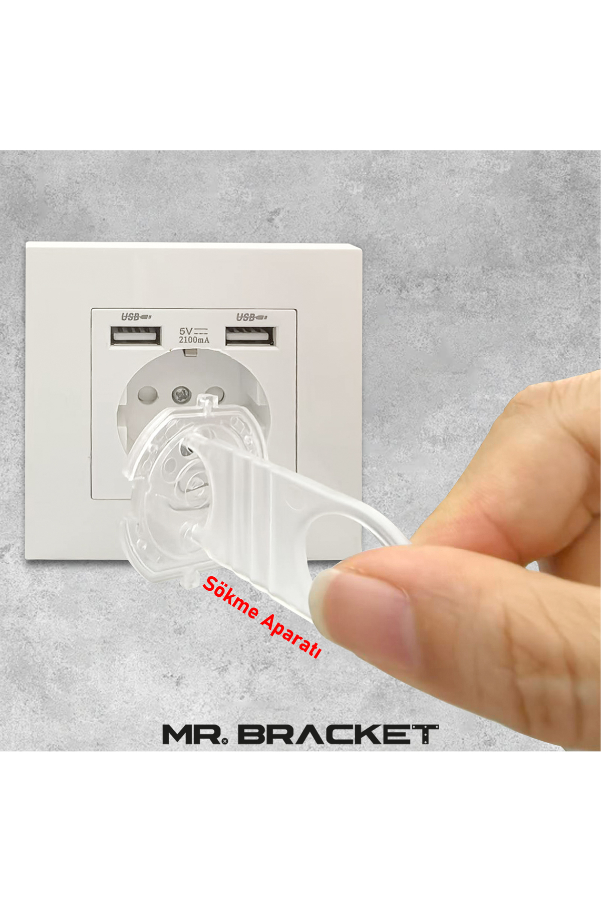 MR.BRACKET 10 Kapak + 2 Anahtar Otomatik Priz Koruyucu Çocuk Kilidi Seti Şeffaf - 3m Yapışkanlı Priz Kapatıcı fotoğrafı 4 (önizleme)