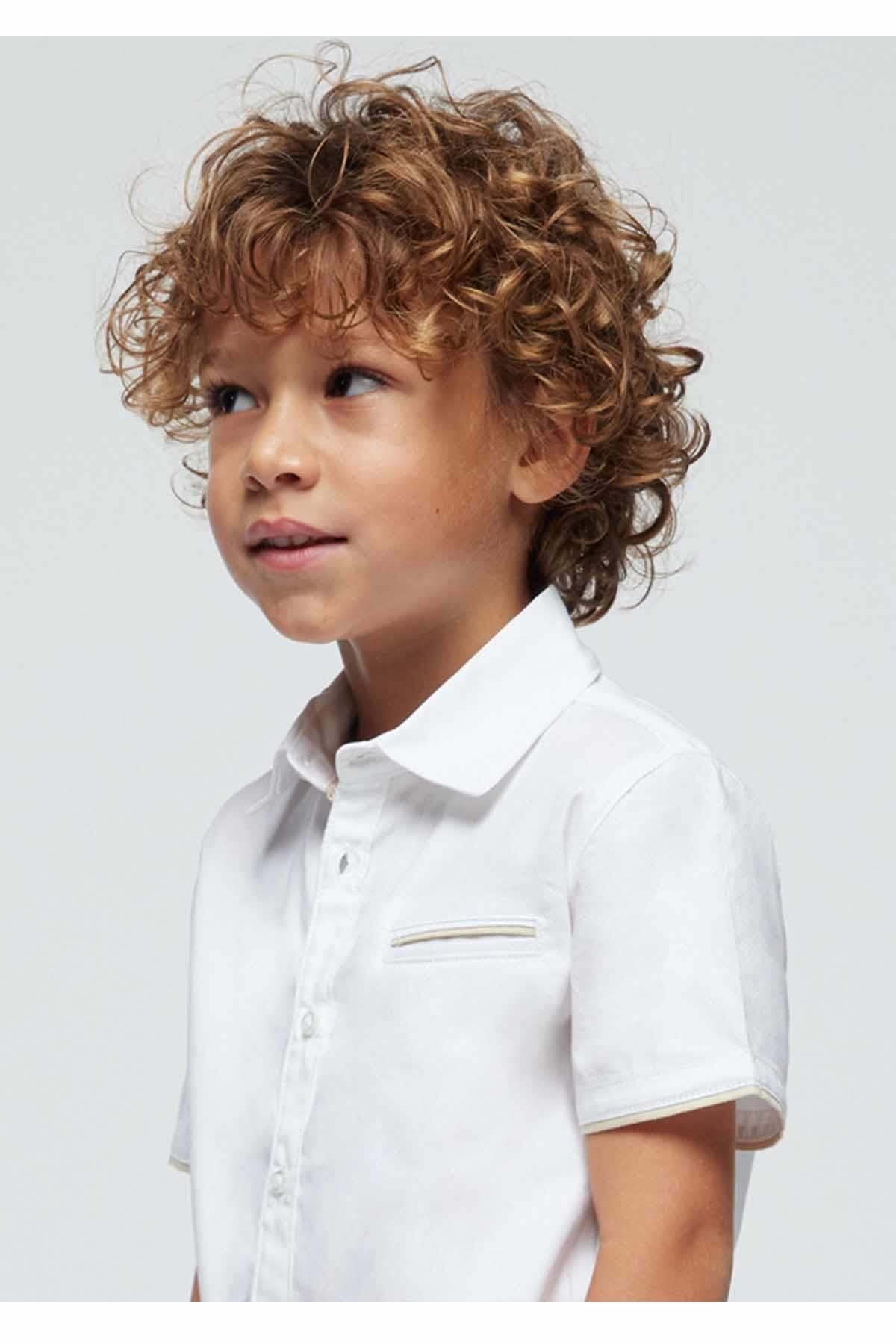 Mayoral Yazlık Erkek Kısa Kol Gömlek - Beyaz fotoğrafı 2 (önizleme)