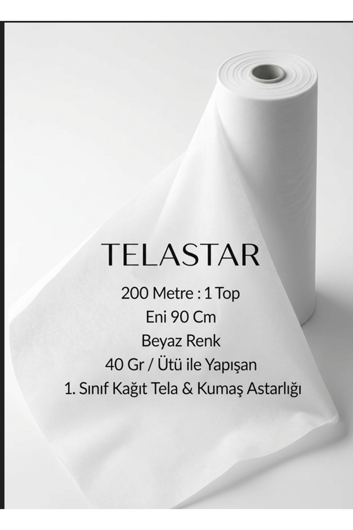 200 Meters 1 Ball Width 90 Cm White Color 40 Gr Adhesive Quality Paper Interlining, Fabric Interlining, Lining with Iron