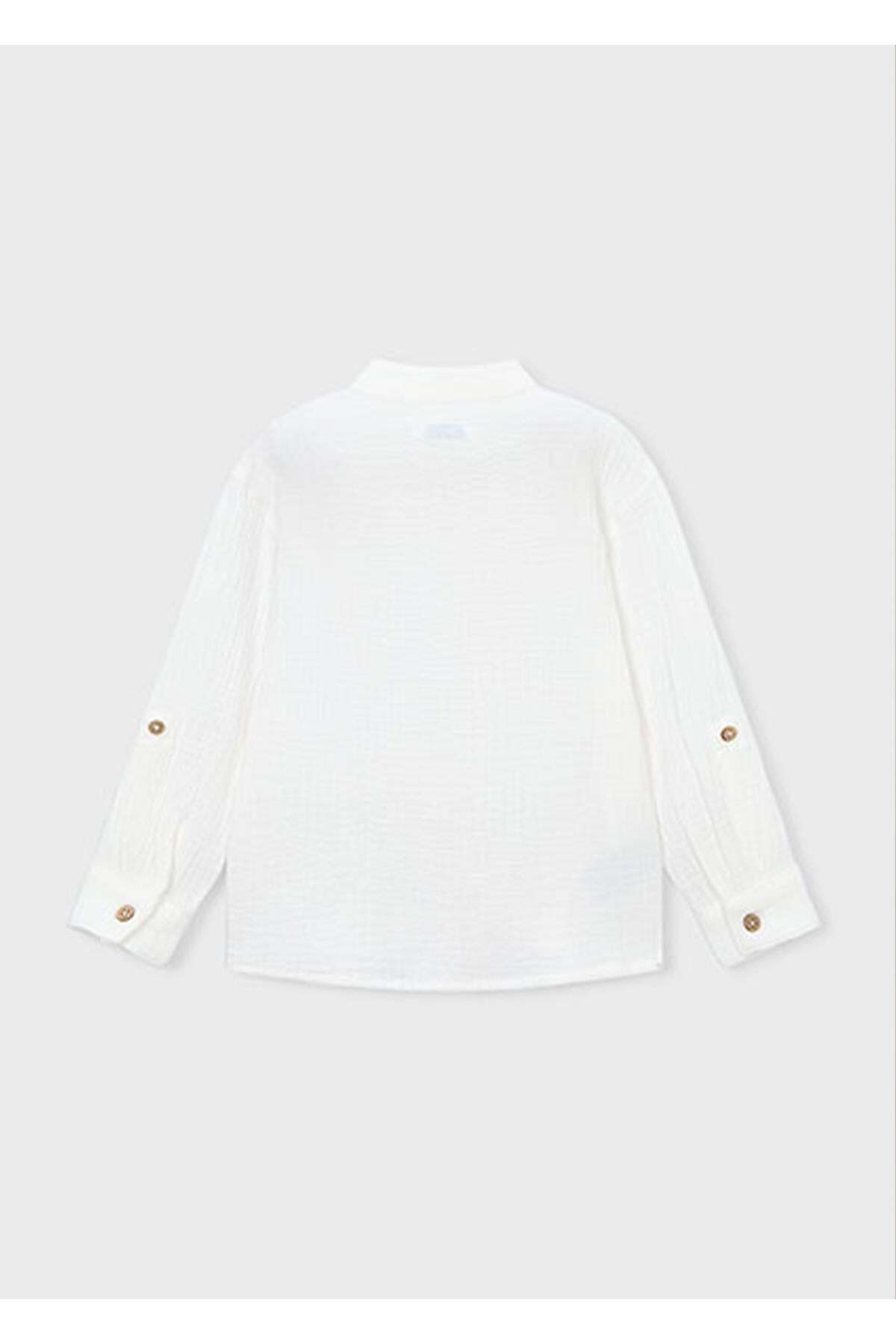 Mayoral Yazlık Erkek Çocuk Bebe Yaka Gömlek - Krem fotoğrafı 5 (önizleme)