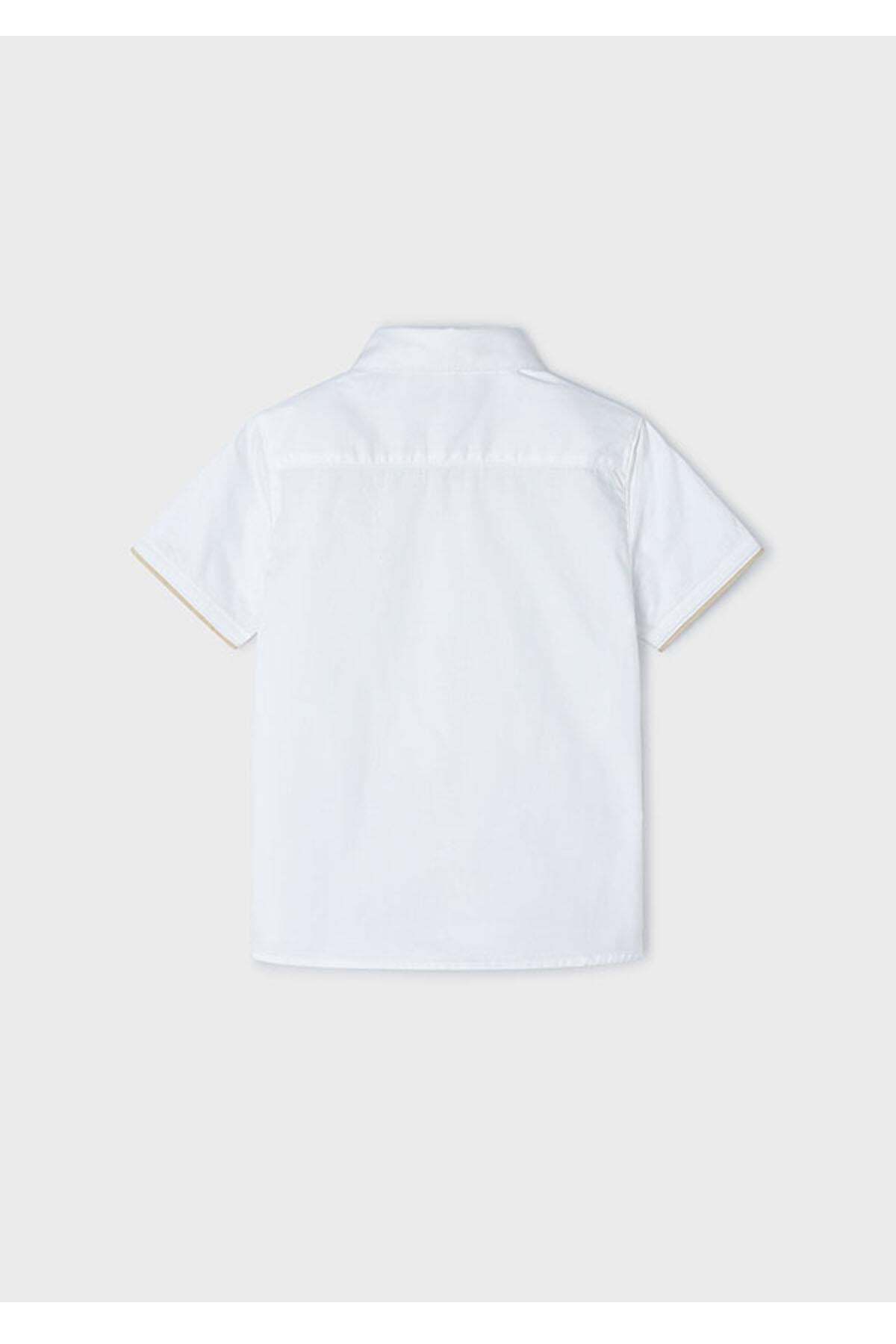 Mayoral Yazlık Erkek Kısa Kol Gömlek - Beyaz fotoğrafı 4 (önizleme)