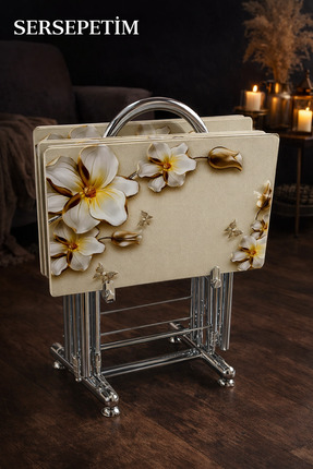 SERSEPETİM ALTIN ÇİÇEK 4 LÜ ÇANTA SEHPA ÇAY KEYFİ 2026