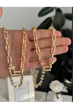 Gulsah's Store 14K Altın kaplama marka model kolye+bileklik künye 2'Lİ SET