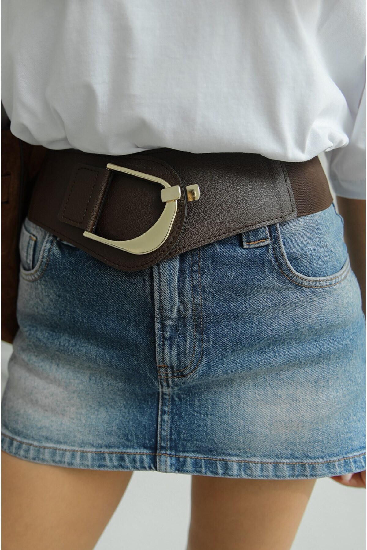 Havoş Mavi Yıkamalı Mini Denim Şort Etek görsel 4