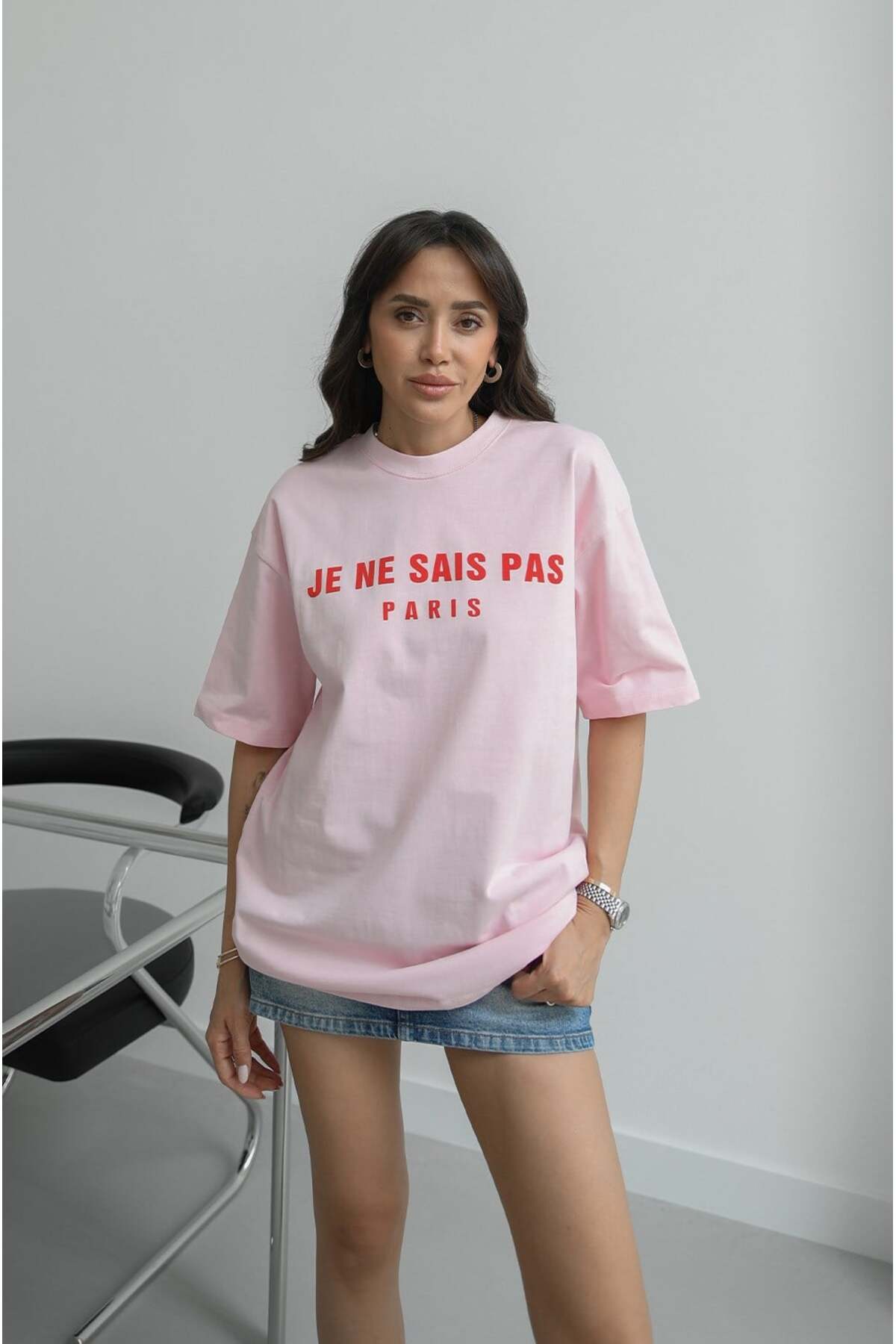 Havoş Rosa „Je Ne Sais Pas“ bedrucktes T-Shirt