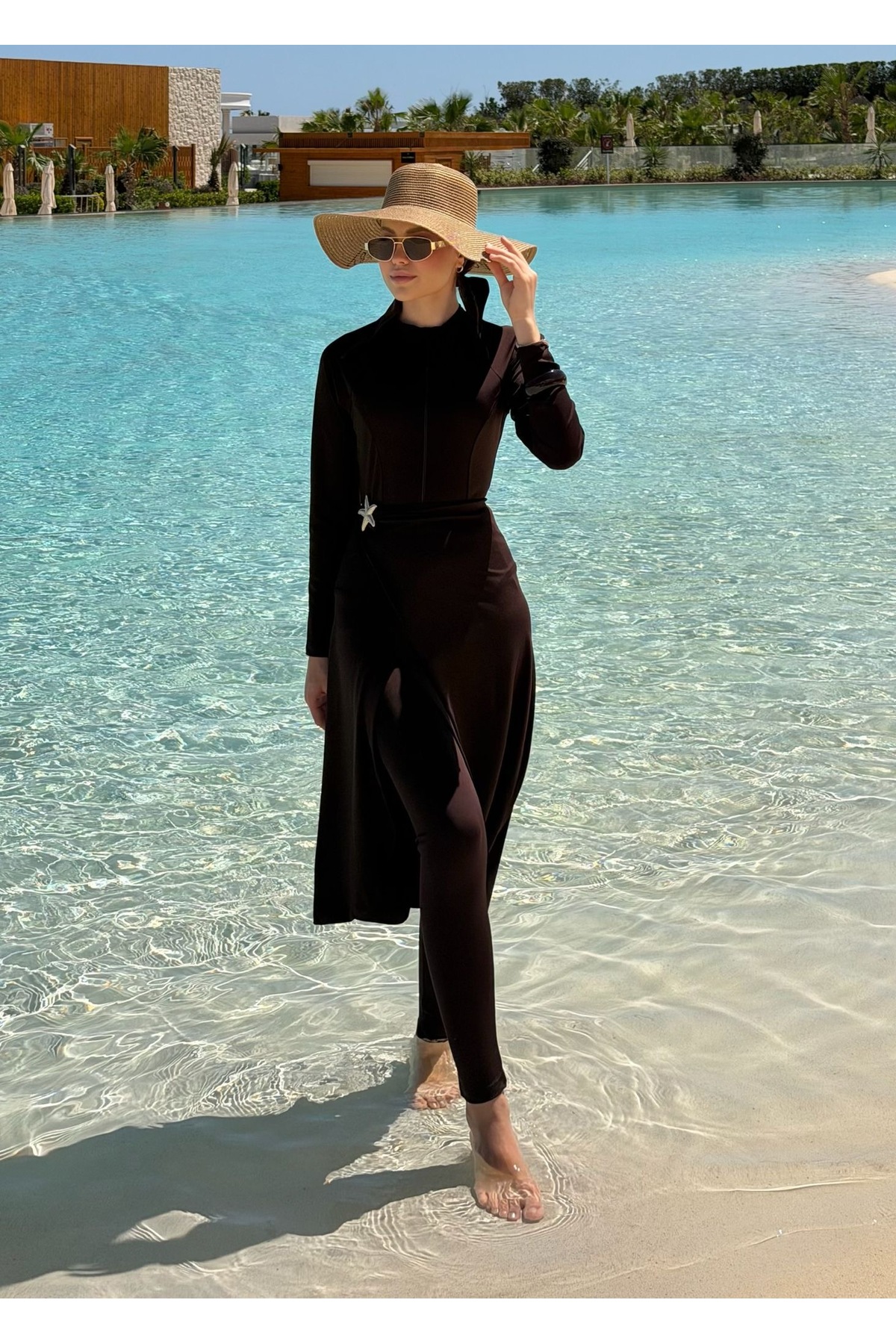 Specially Designed Slit Modest Swimsuit