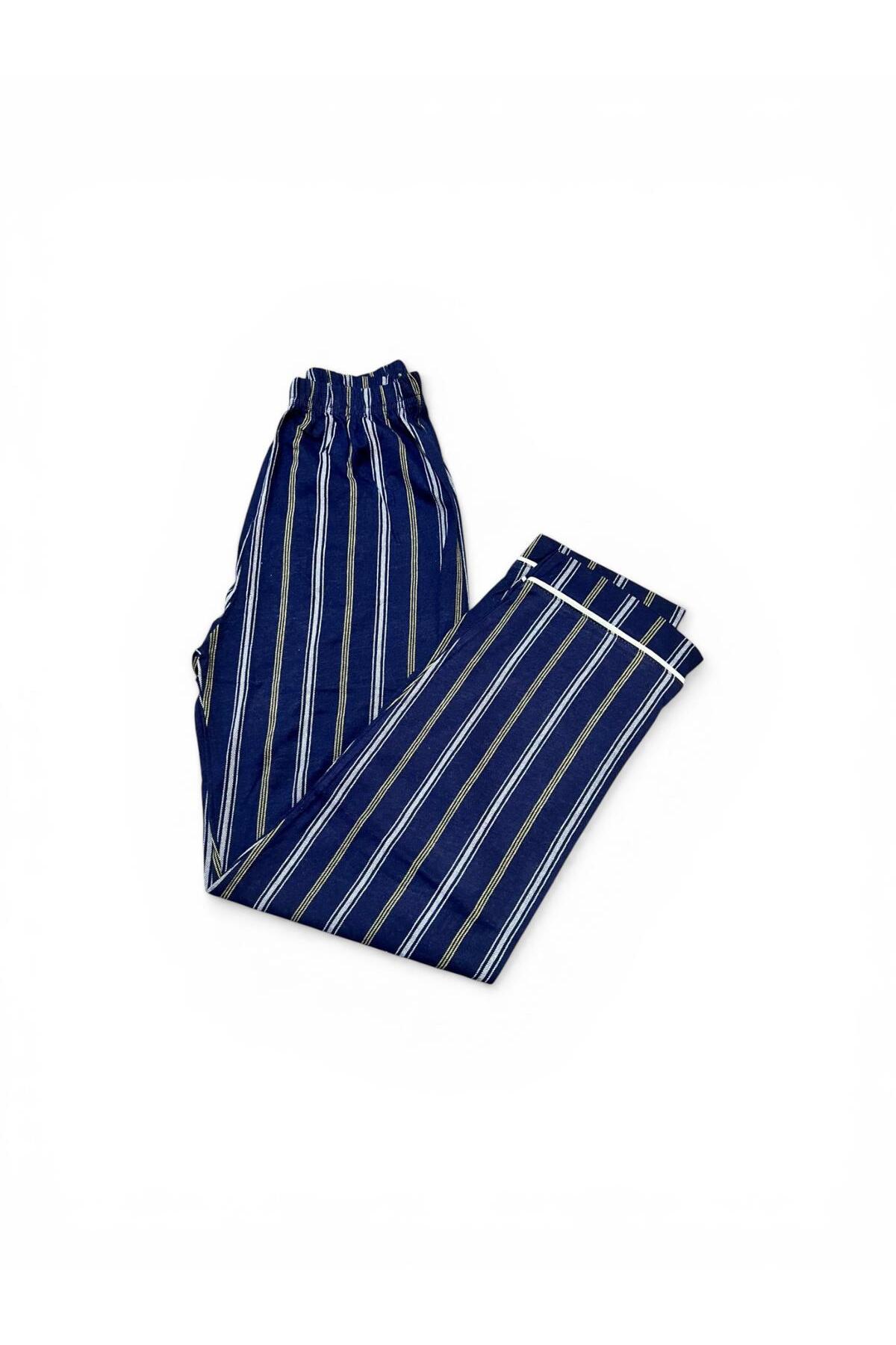 SERRASTIL Erkek Çocuk Lacivert Renk Çizgili Pamuklu Kısa Kollu Pijama Takımı fotoğrafı 6 (önizleme)