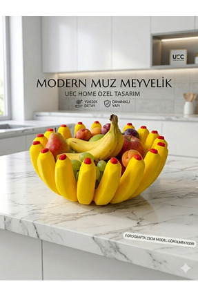 UEC Home Premium Modern Muz Formlu Dekoratif Meyvelik & Sunum Kabı (25 cm)