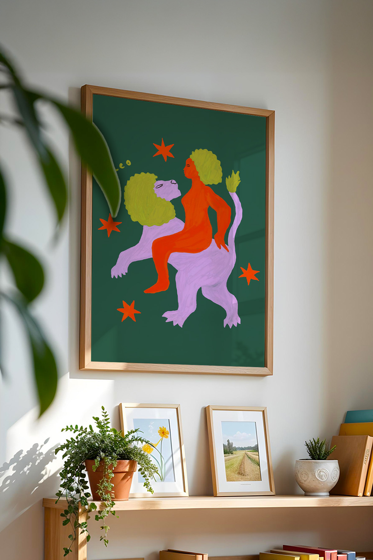 Aslan Burcu Poster Modern Astroloji Figürlü Tablo Ev Duvar Dekoru Çerçevesiz