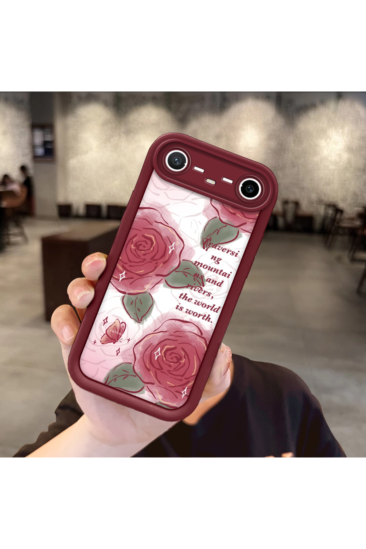 Tecno Spark Slim/Pova Slim Compatible Shockproof Camera Protected Claret Red Silicone Patterned Case
