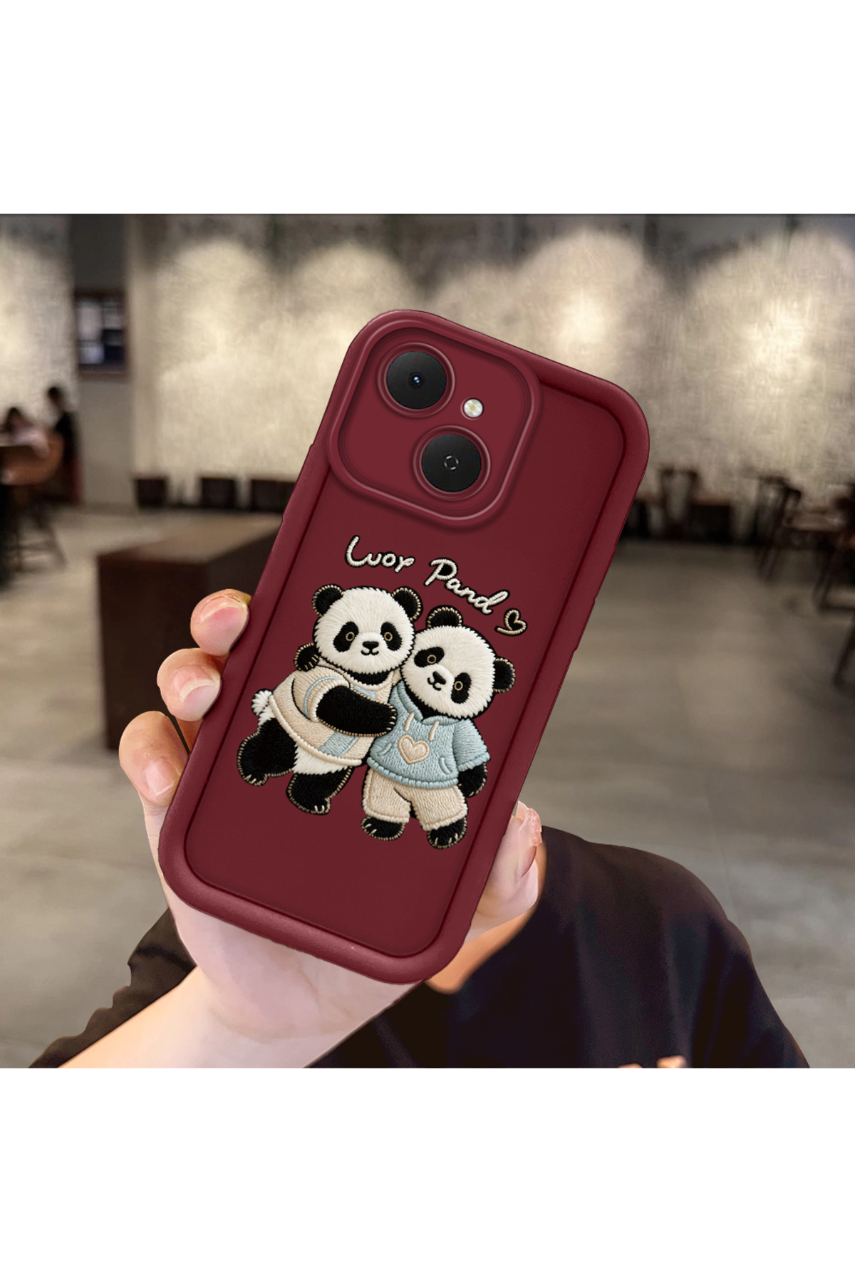 Tecno Spark 40c Compatible Shockproof Camera Shielded Claret Red Silicone Print Patterned Case